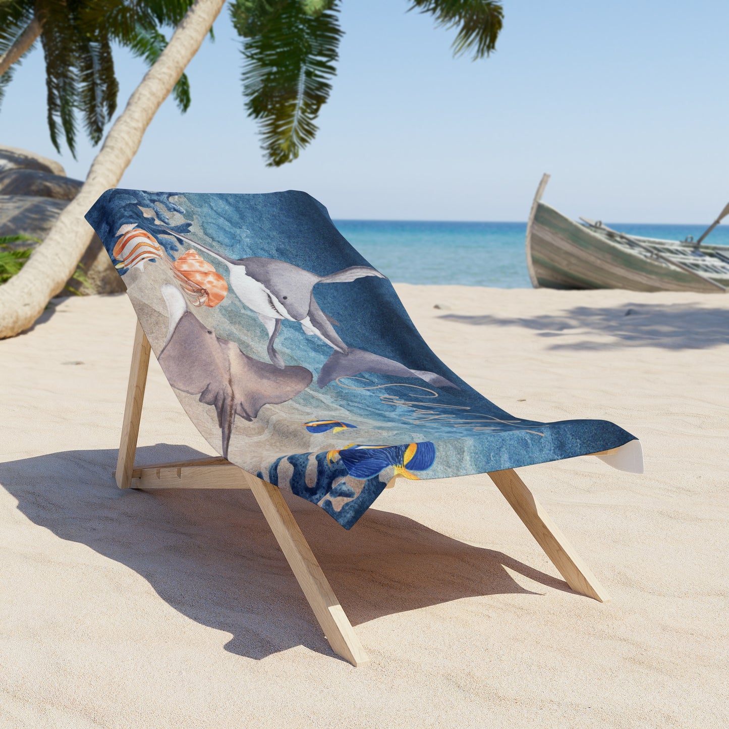 Personalised Beach Towel, Shark, Polycotton Towel, 2 sizes Available