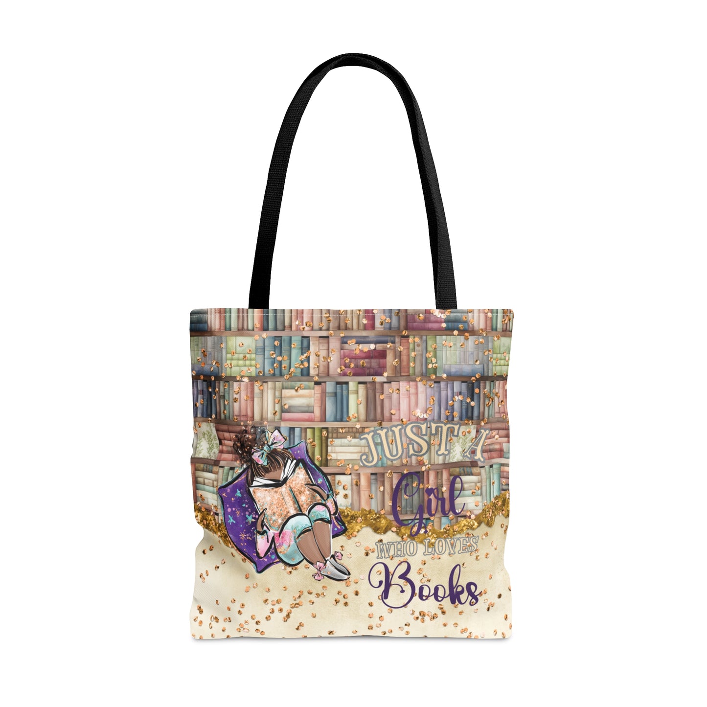 Personalised Tote Bag, Just A Girl Who Loves Books, Dark Skin, Tote bag, NO Name- Large