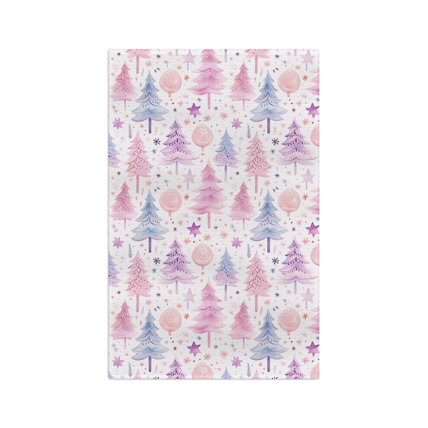 Microfiber Tea Towel, Pink Christmas Trees