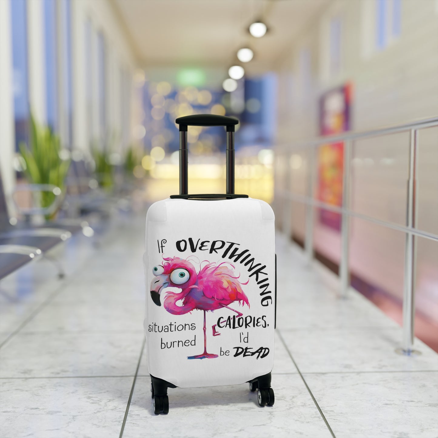 Luggage Cover, Flamingos, If overthinking burned Calories, awd-4021