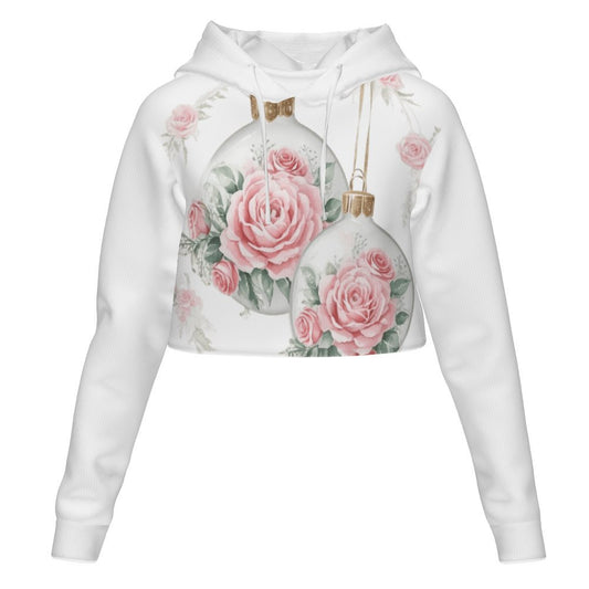 Women's All Over Print Cropped Hoodie (DLM) Hooded hoodie