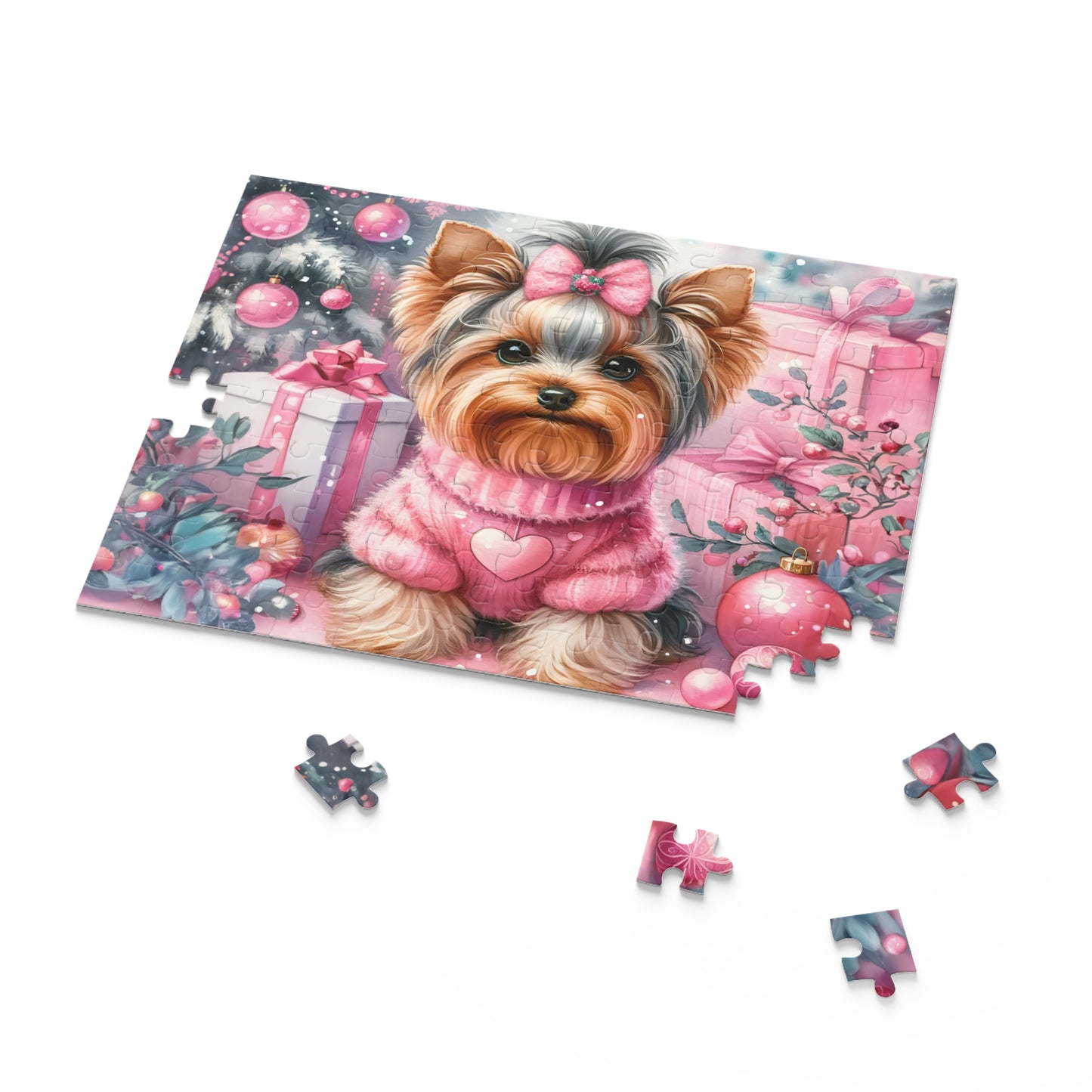 Personalised/Non-Personalised Puzzle, Christmas, Yorkshire Terrier (120, 252, 500-Piece)