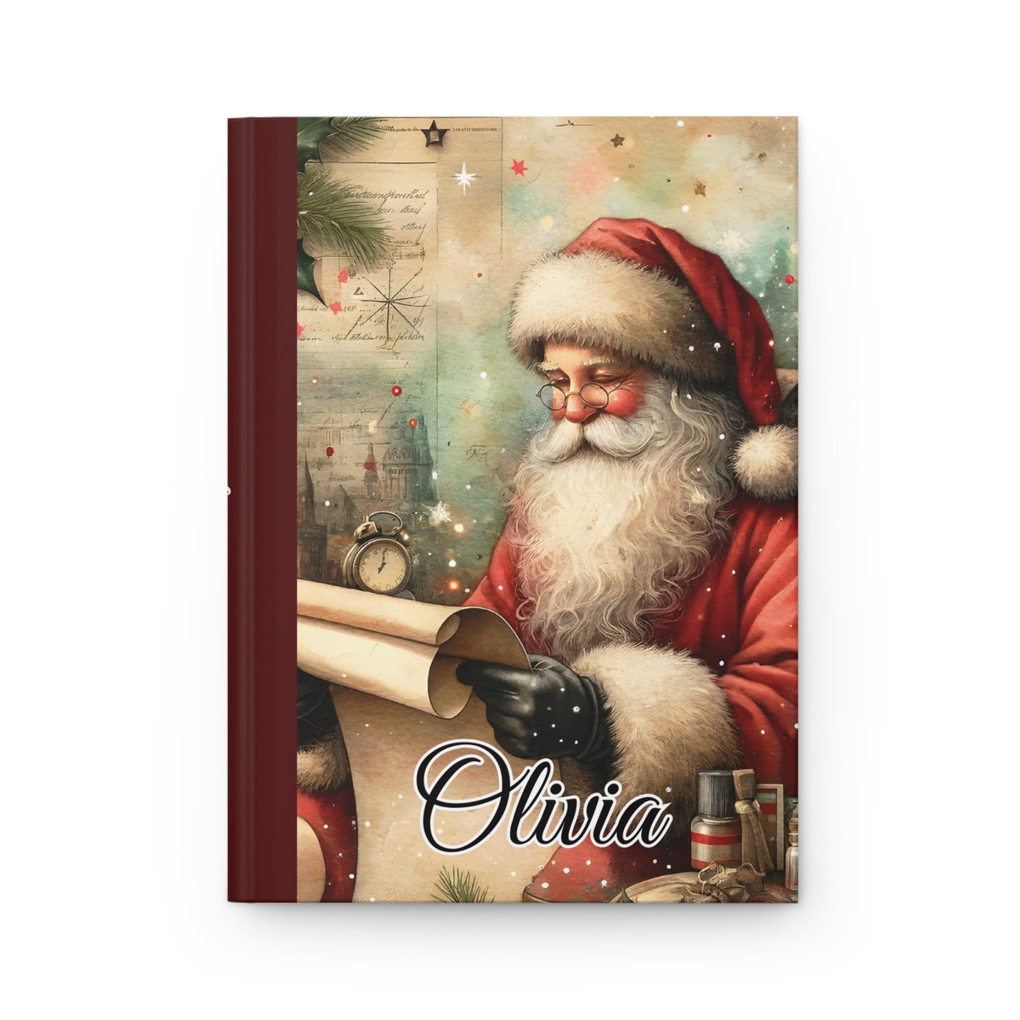 Personalised Hardcover Journal Matte, Christmas, Santa, awd-1479