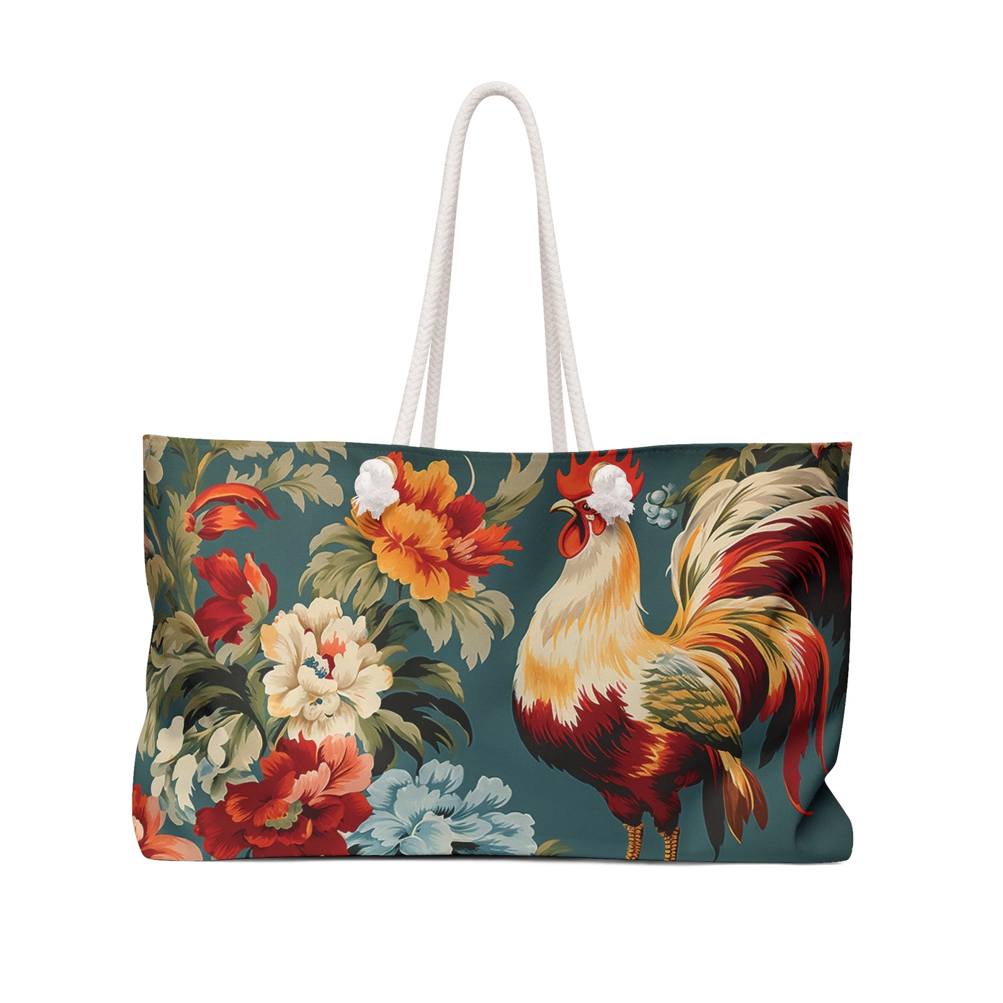 Personalised/Non-Personalised Weekender Bag, Chicken/Rooster, Large Weekender Bag, Beach Bag, Book Bag