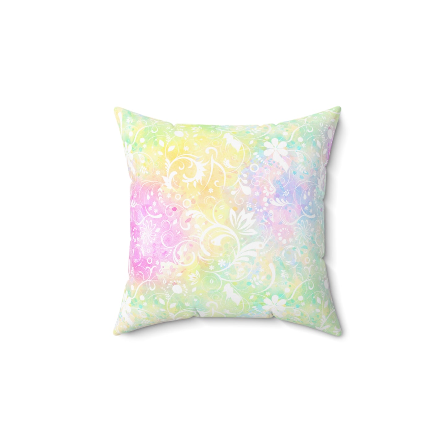 Spun Polyester Square Pillow, Floral Cushion