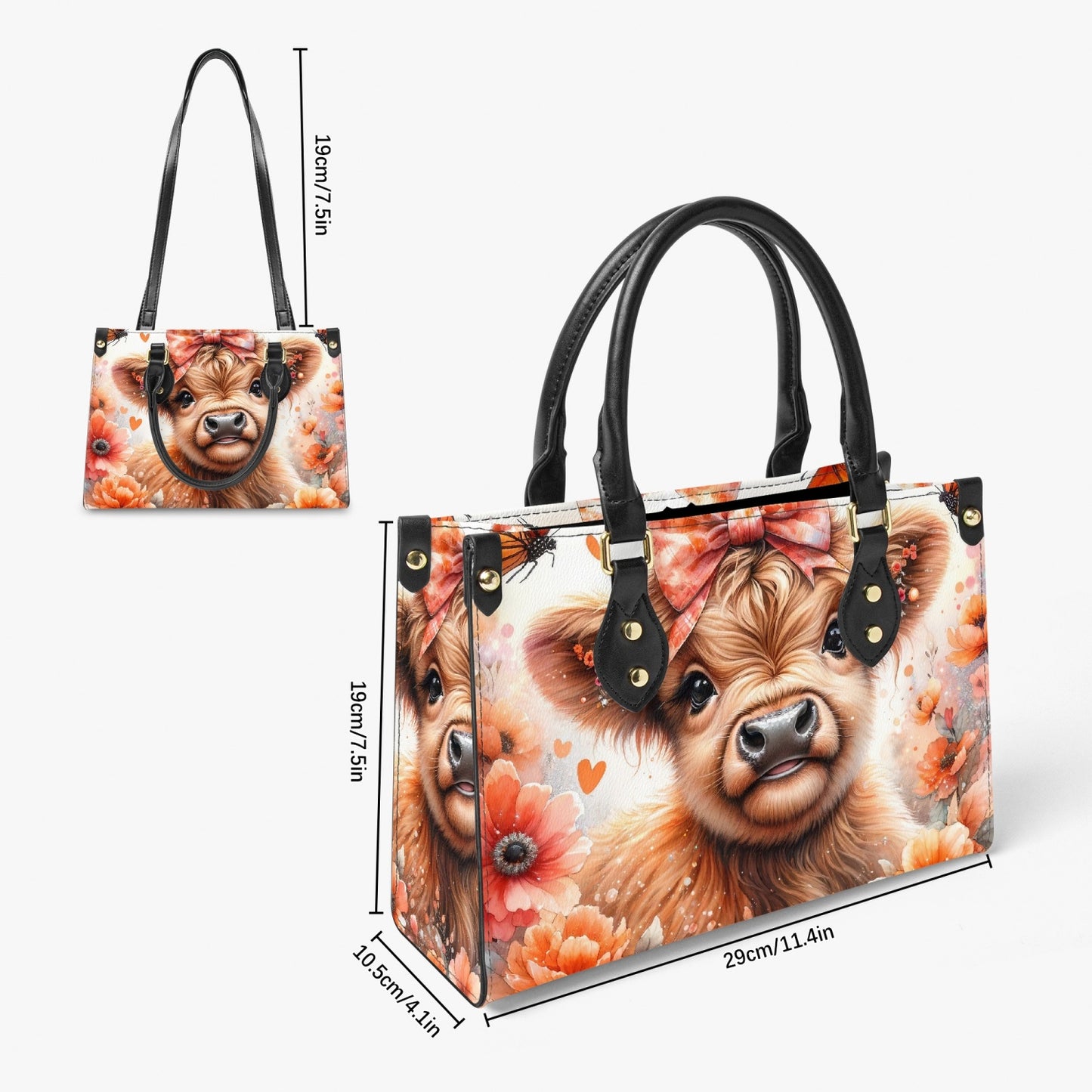 Women's Tote Bag - Long Strap - Highland Cow