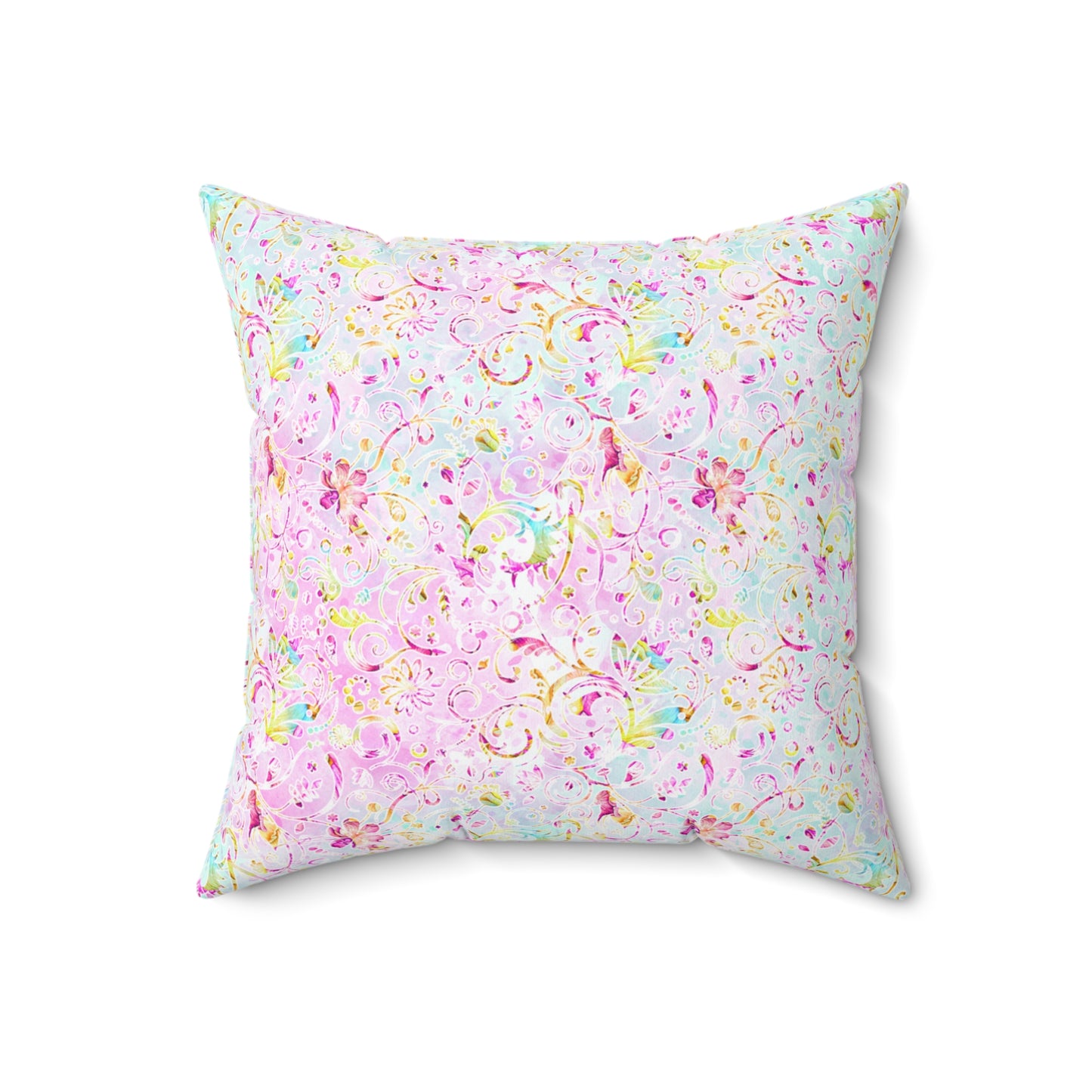 Spun Polyester Square Pillow, Floral Cushion