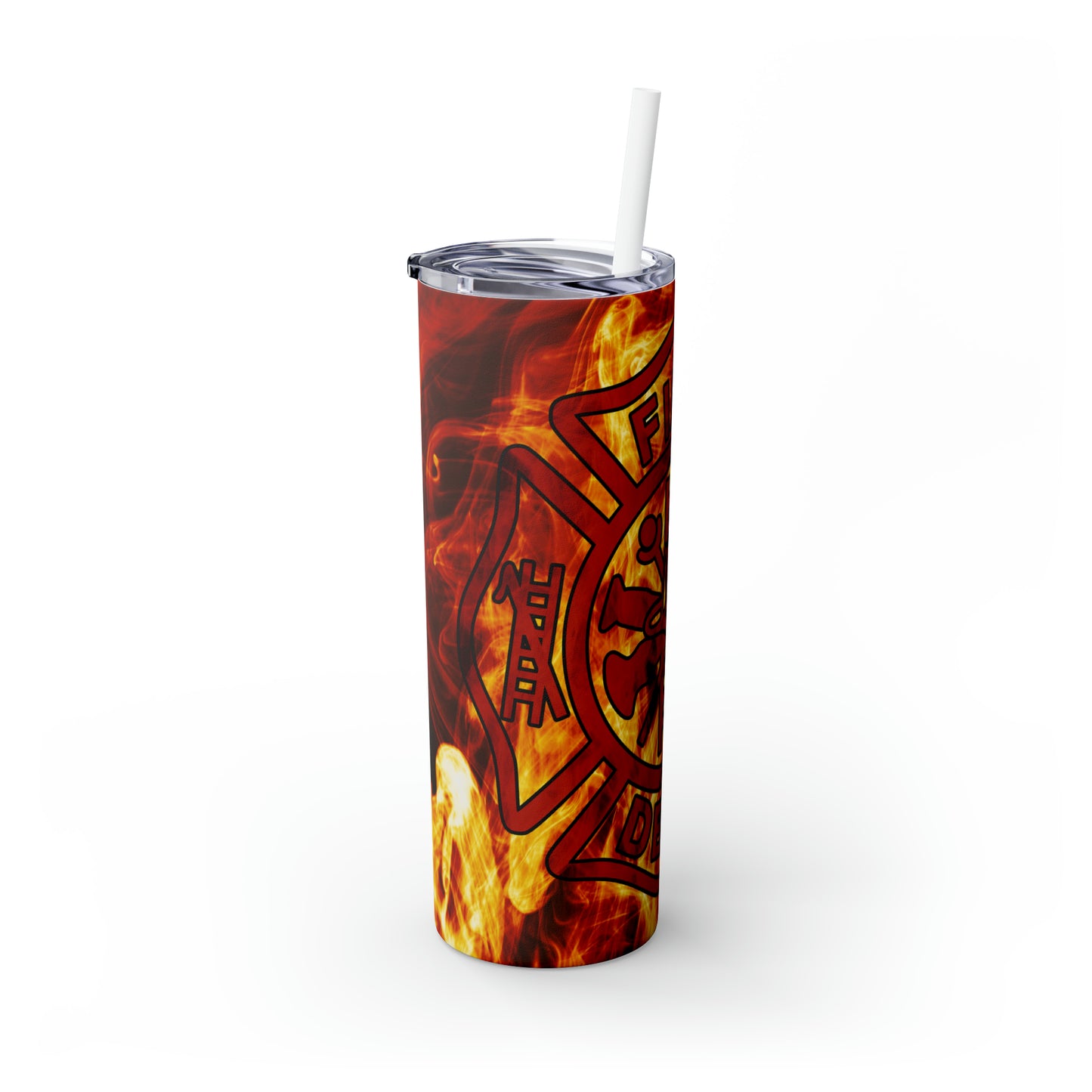 Skinny Tumbler with Straw, 20oz, Firefighter, awd-545