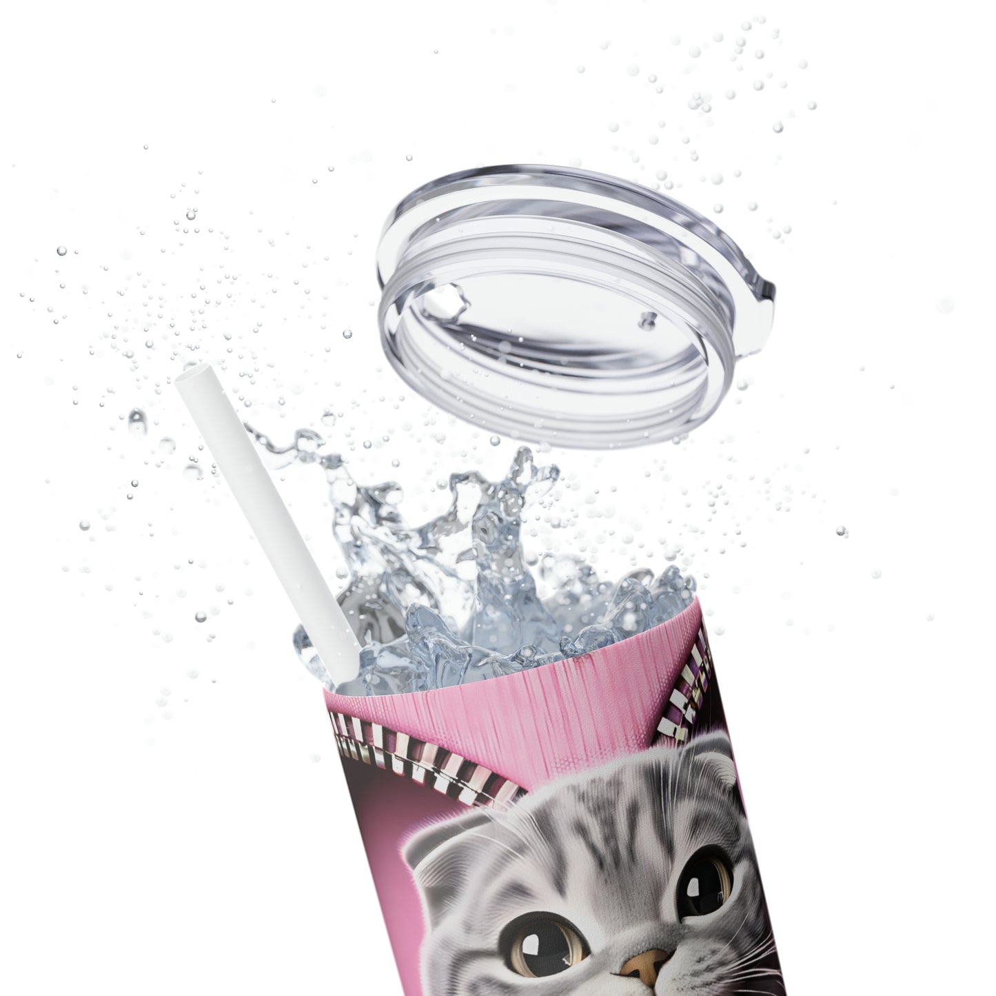 Skinny Tumbler with Straw, 20oz, Cat, Valentines Day, awd-746