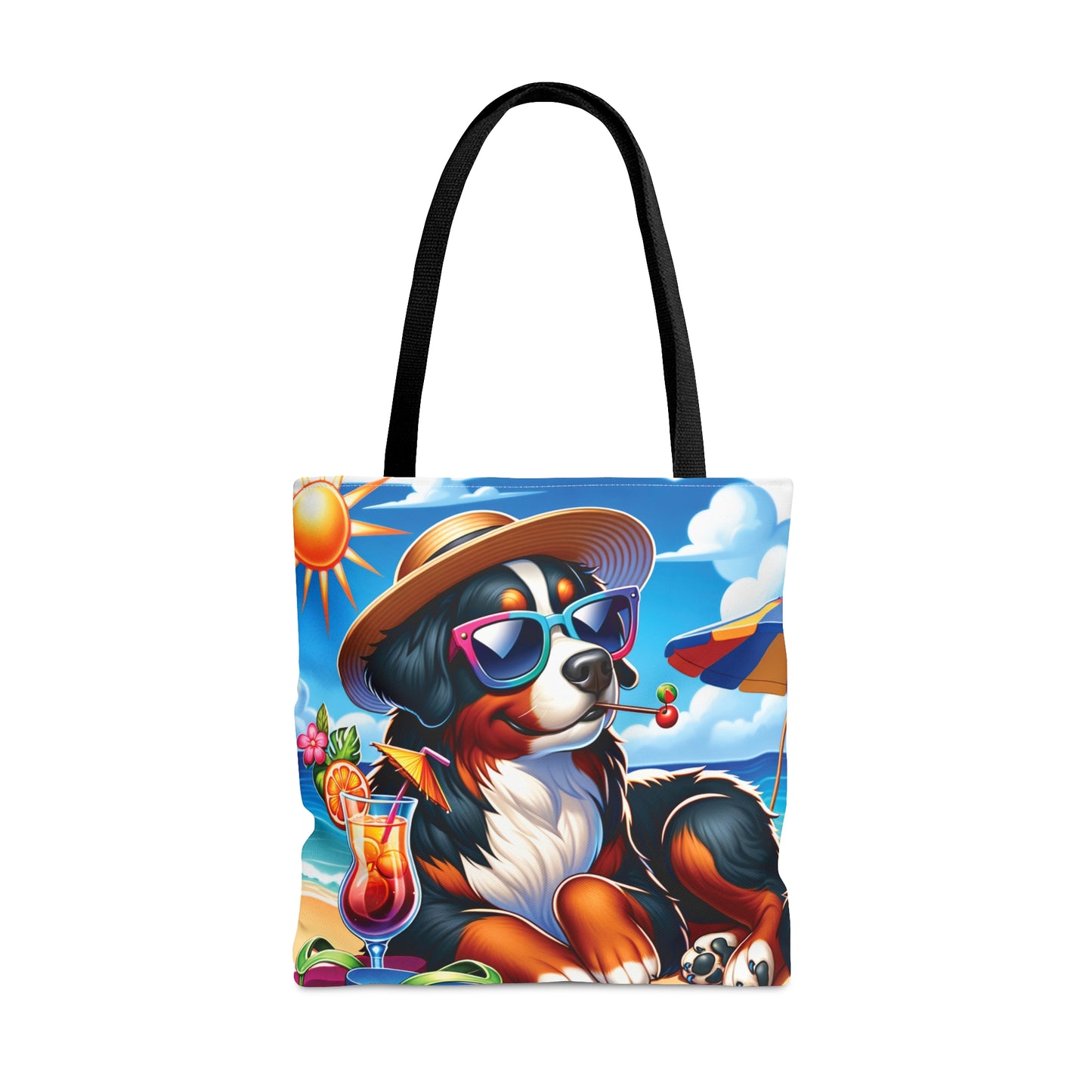 Tote Bag, Dog on Beach, Bernese Mountain, Tote bag, awd-1108