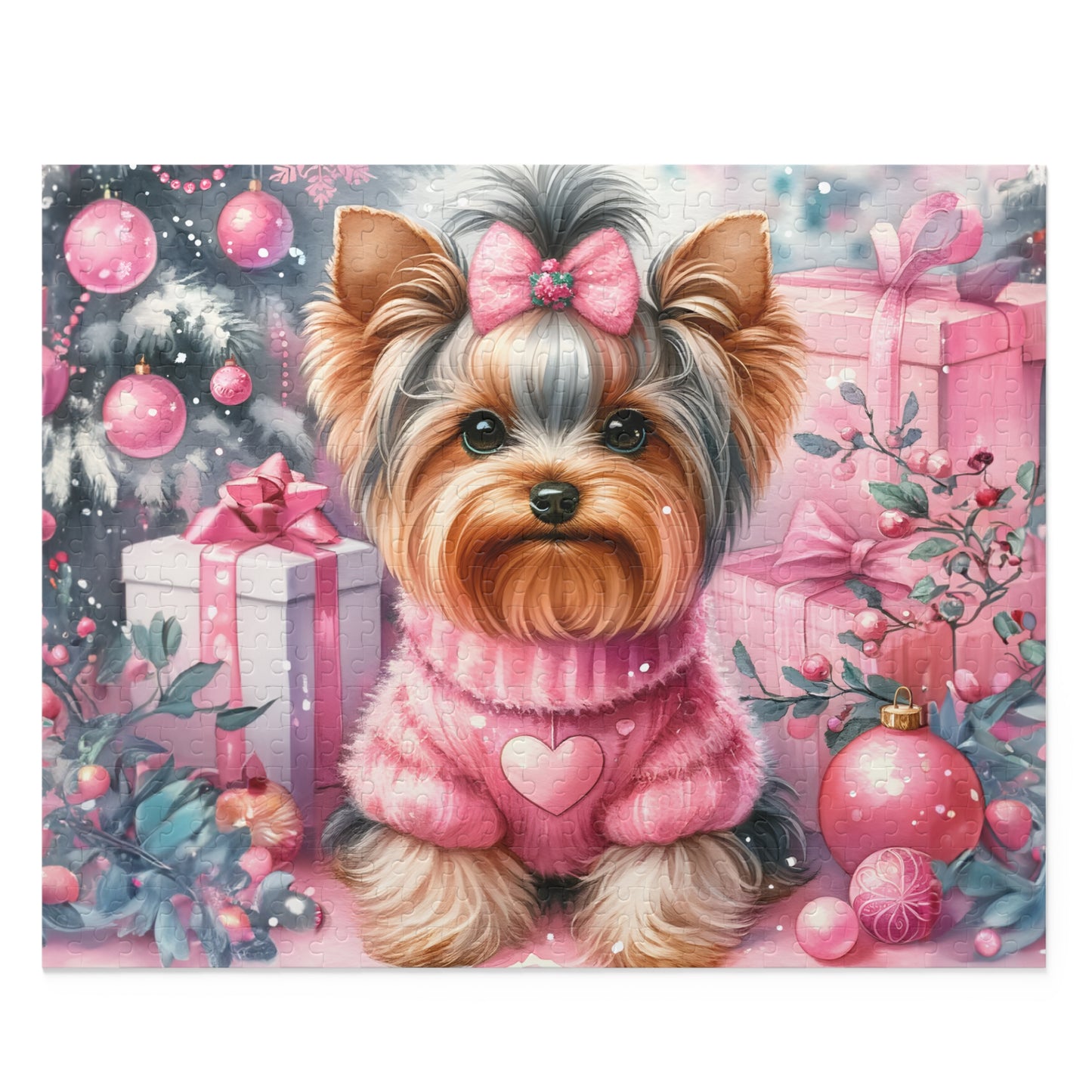 Personalised/Non-Personalised Puzzle, Christmas, Yorkshire Terrier (120, 252, 500-Piece)