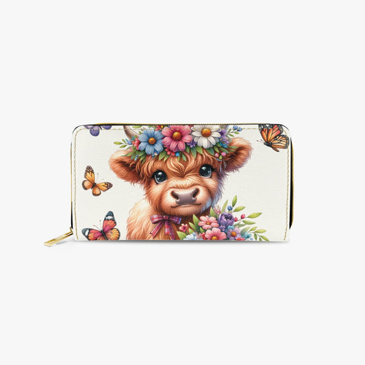 Long Type Zipper Purse - Highland Cow