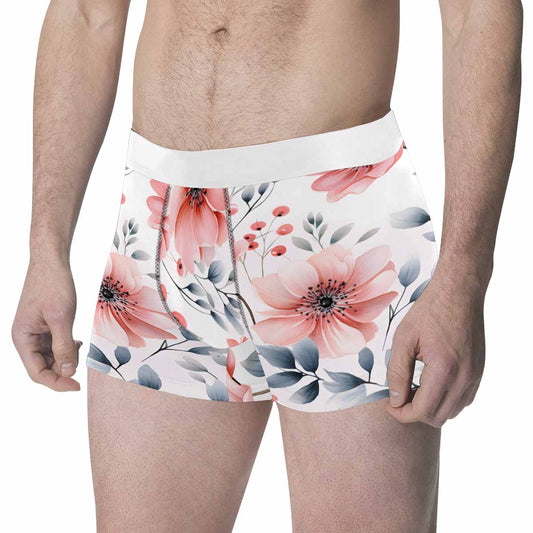 Apricot and Grey Floral  Men's All Over Print Boxer Briefs (Made In AUS)