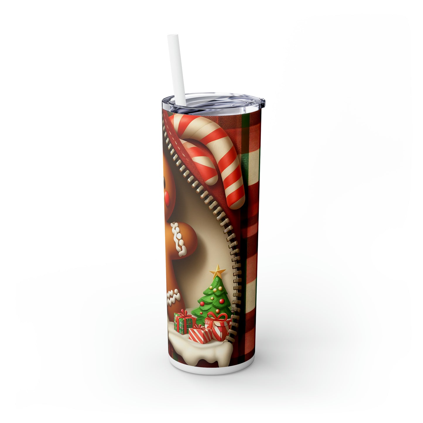 Skinny Tumbler with Straw, 20oz, Gingerbread Man, awd-852