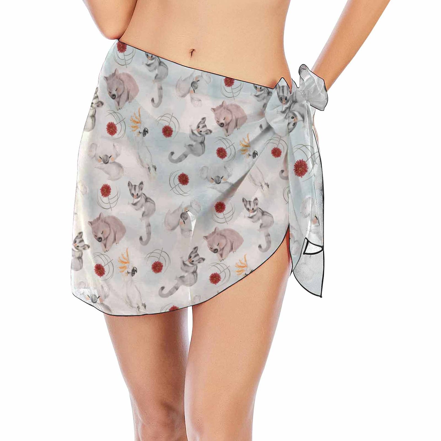 Australian Animals Koala Wombat Sugar Glider Cockatoo  Women&#039;s Beach Sarong Wrap