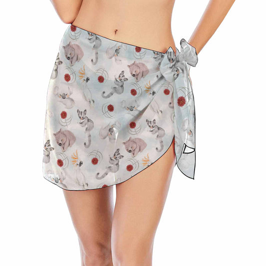 Australian Animals Koala Wombat Sugar Glider Cockatoo  Women&#039;s Beach Sarong Wrap