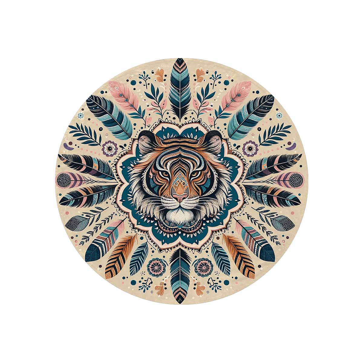 Mandella_Tiger_Awd35152  Circular Micro Fleece Blanket 47"