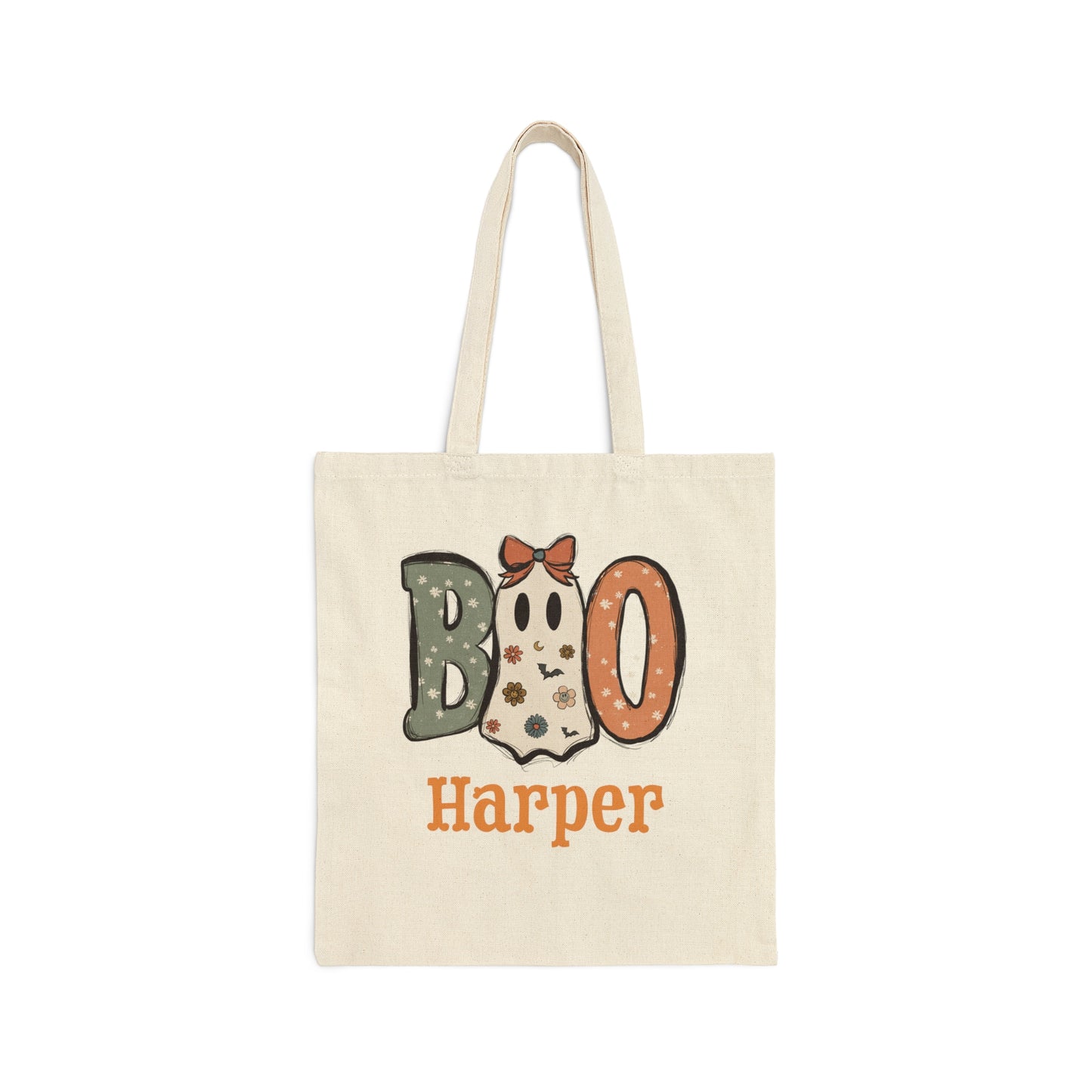 Cotton Canvas Tote Bag, Personalized Trick or Treat Bag, Personalised Halloween Bag, Halloween Tote, Kids Halloween Bag, Trick-or-Treat Bag