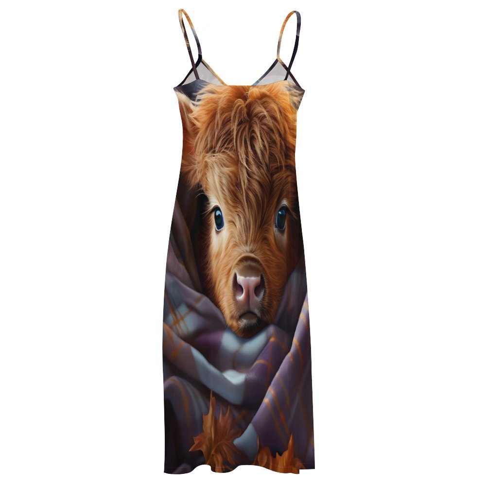 Highland Cow Spaghetti Strap Ankle-Length Dress Long dress