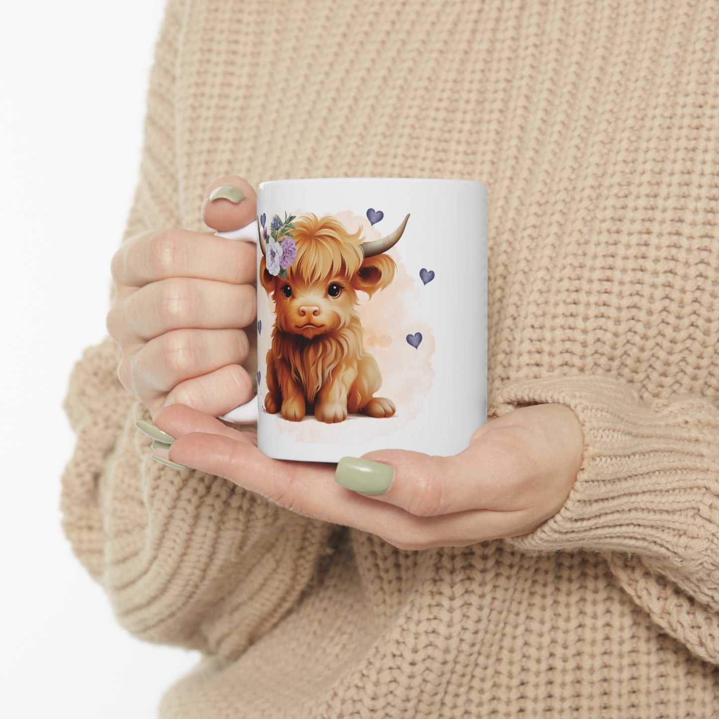 Personalised/Non Personalised Highland Cow, Ceramic Mug 11oz, Highland Cow Mug