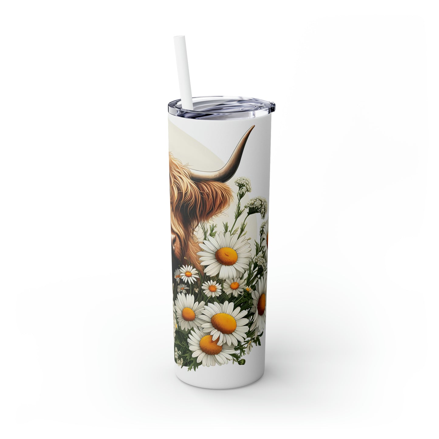 Skinny Tumbler with Straw, 20oz Highlander Cow, awd-443