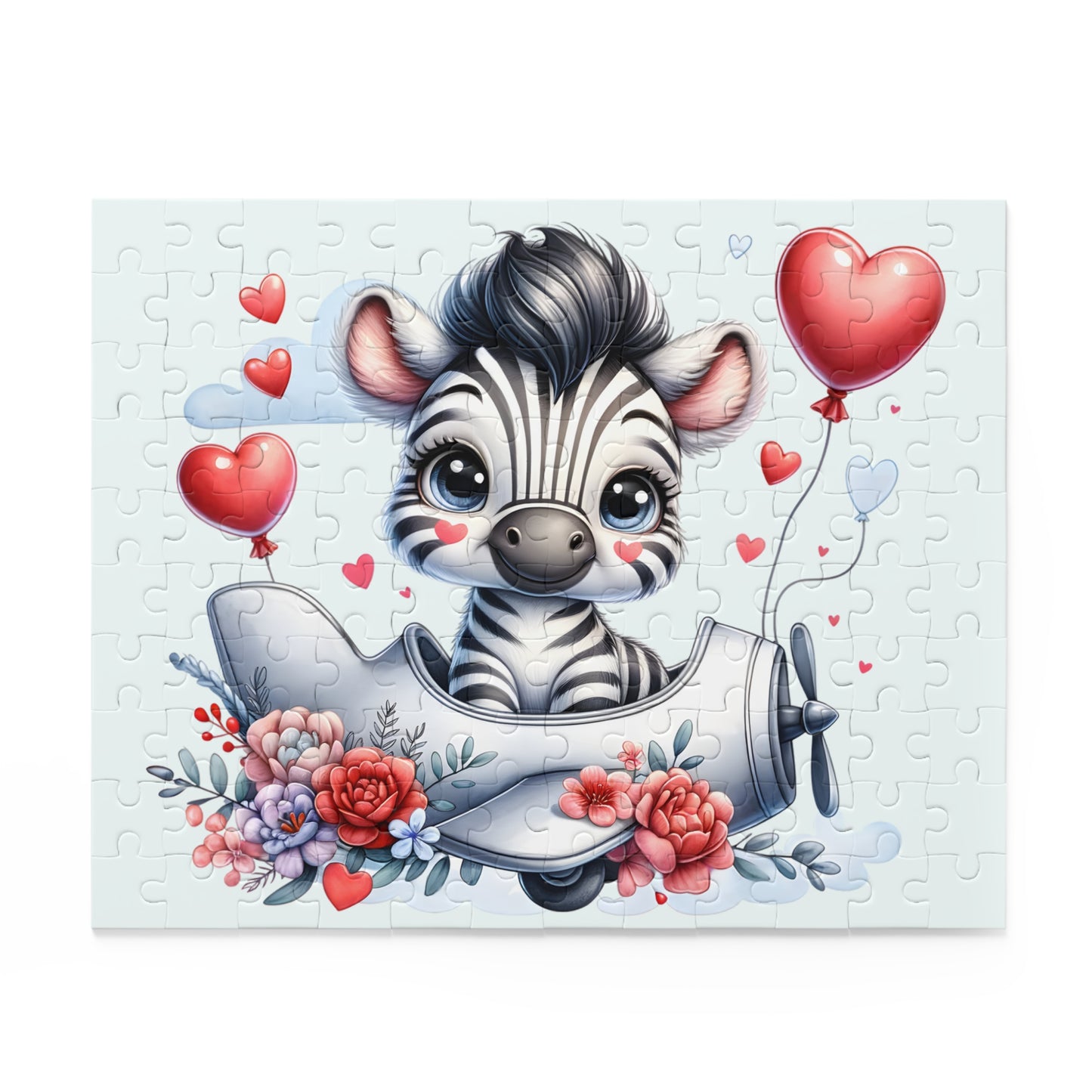 Personalised/Non-Personalised Puzzle, Zebra in Plane (120, 252, 500-Piece)