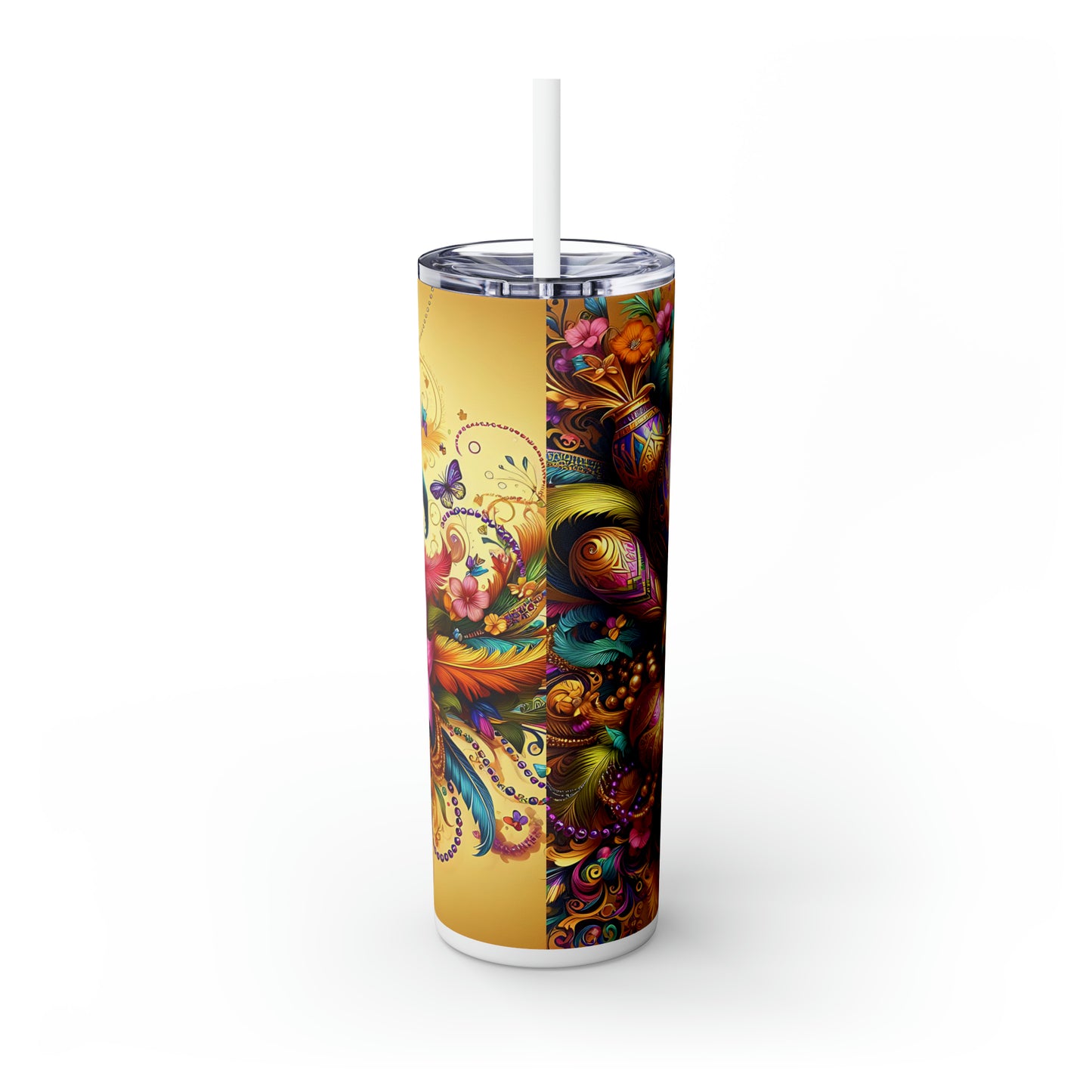 Skinny Tumbler with Straw, 20oz, Floral, awd-304