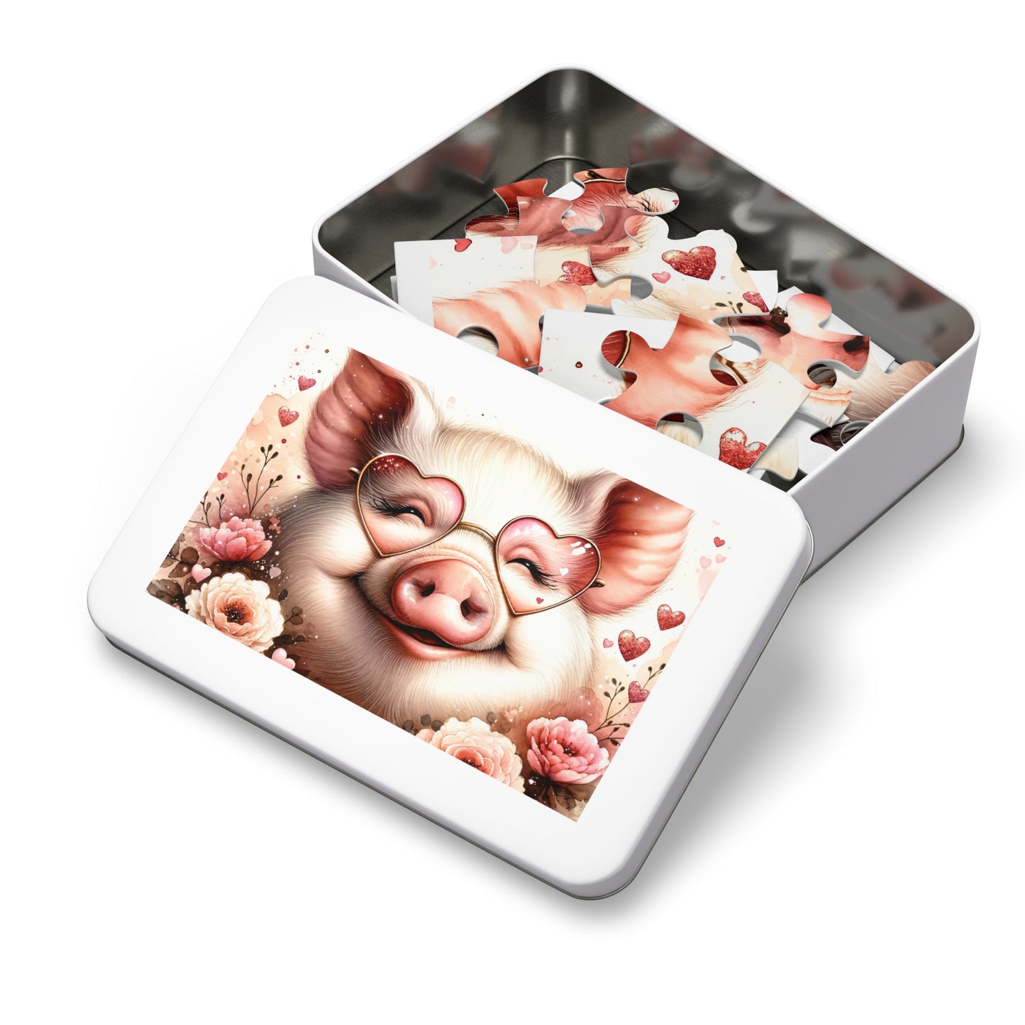 Puzzle, Pig, Rose Coloured Glasses, Personalised/Non-Personalised (30, 110, 252, 500,1000-Piece) awd-626