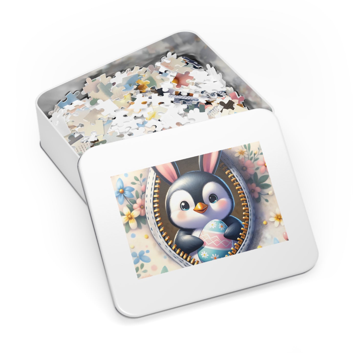 Jigsaw Puzzle, Easter, Penguin with Bunny Ears, Personalised/Non-Personalised (30, 110, 252, 500,1000-Piece) Awd-1307
