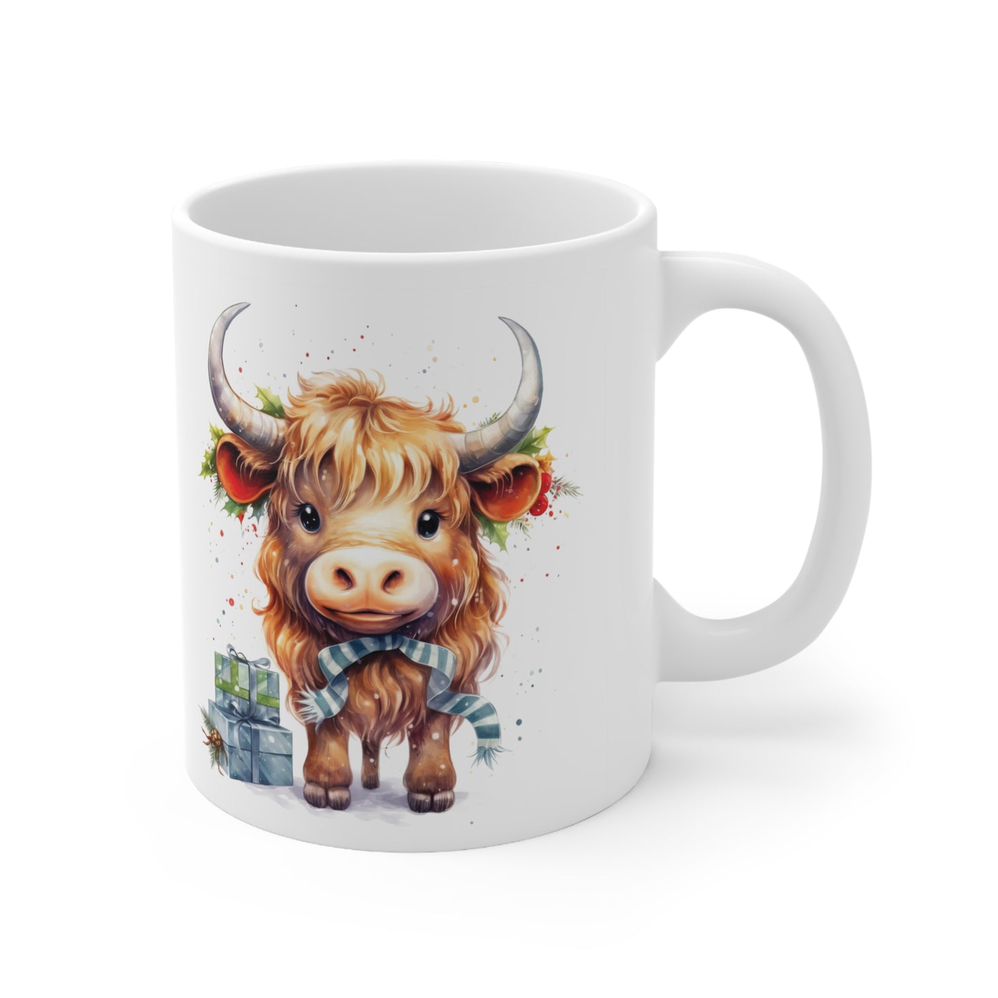 Personalised/Non Personalised Highland Cow, Ceramic Mug 11oz, Highland Cow Mug