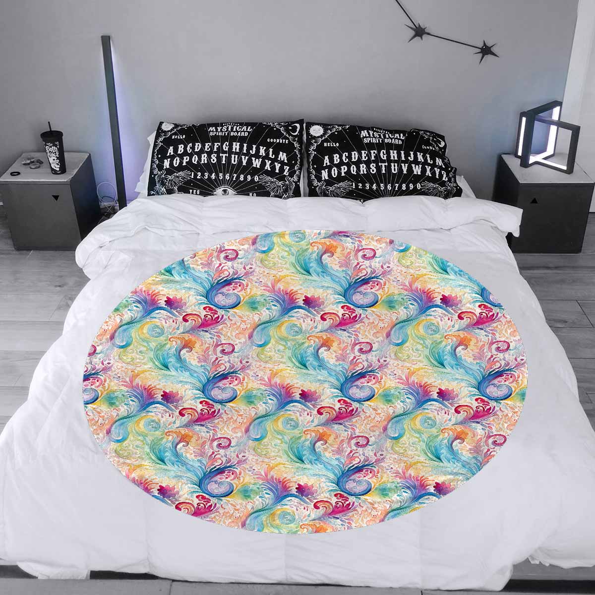 Pastel Rainbow Paisley  Circular Micro Fleece Blanket 60"