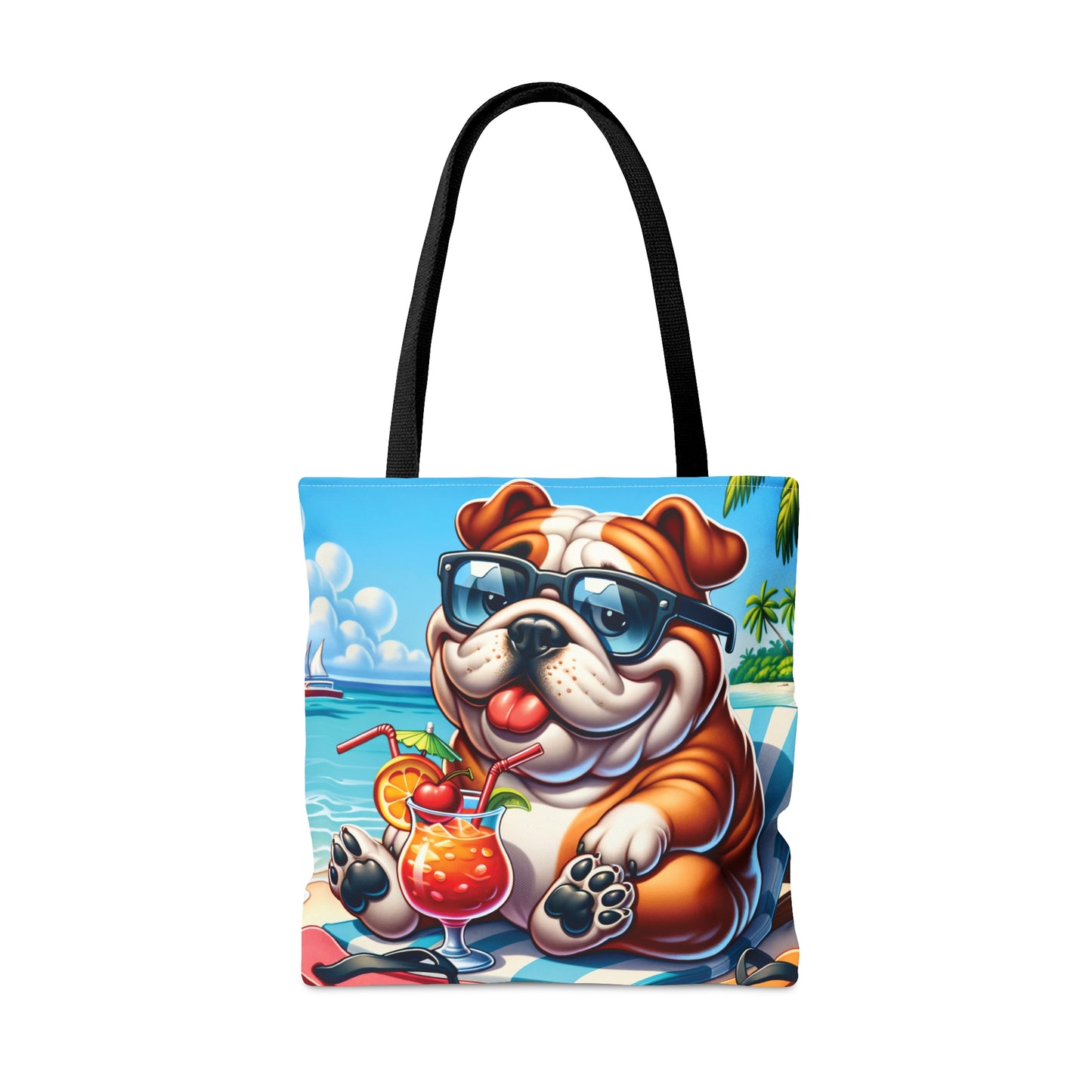 Tote Bag, Dog on Beach, English Bulldog, Tote bag, awd-1210