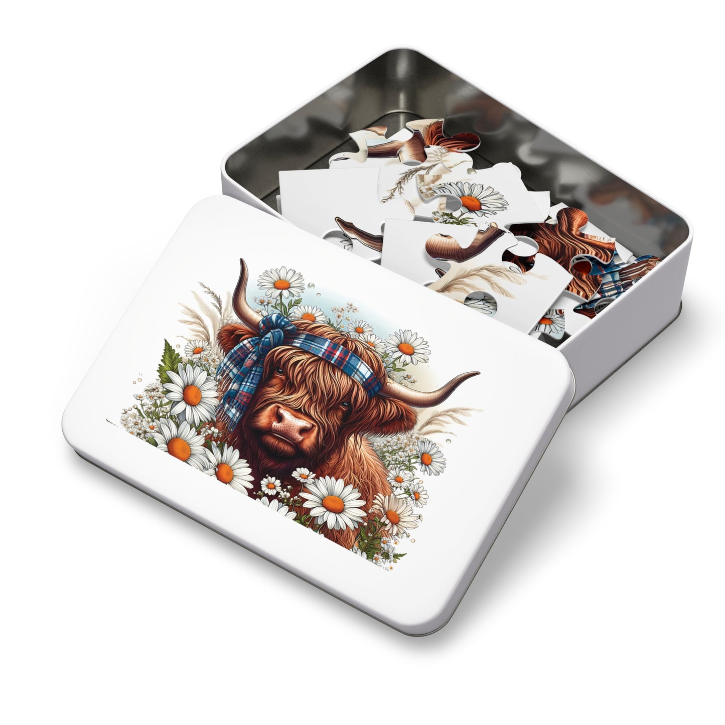 Jigsaw Puzzle, Highland Cow, Personalised/Non-Personalised (30, 110, 252, 500,1000-Piece)