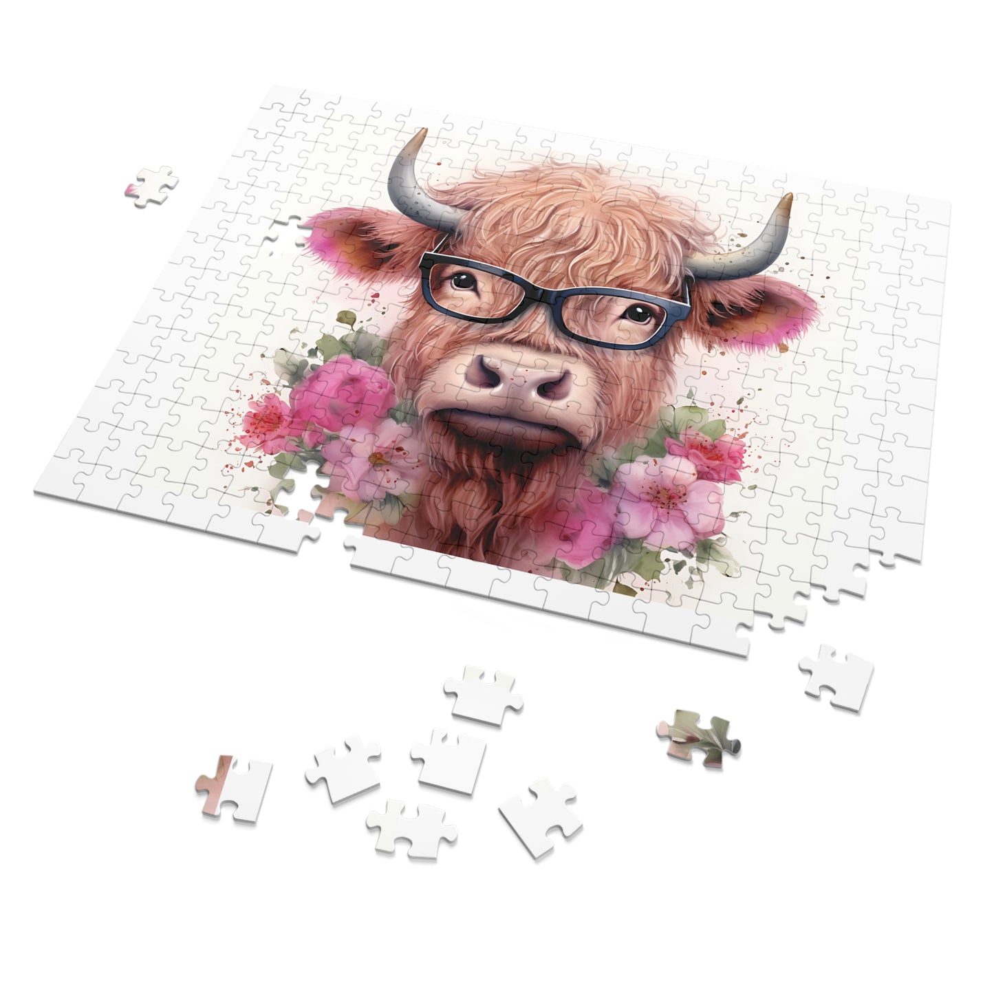 Jigsaw Puzzle, Highland Cow, Personalised/Non-Personalised (30, 110, 252, 500,1000-Piece)