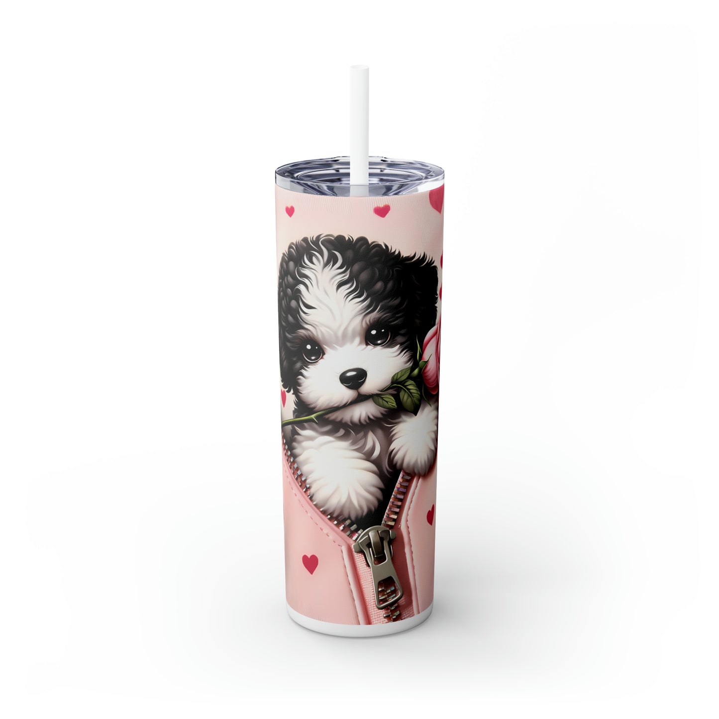 Skinny Tumbler with Straw, 20oz, Dog, Valentines Day, awd-906