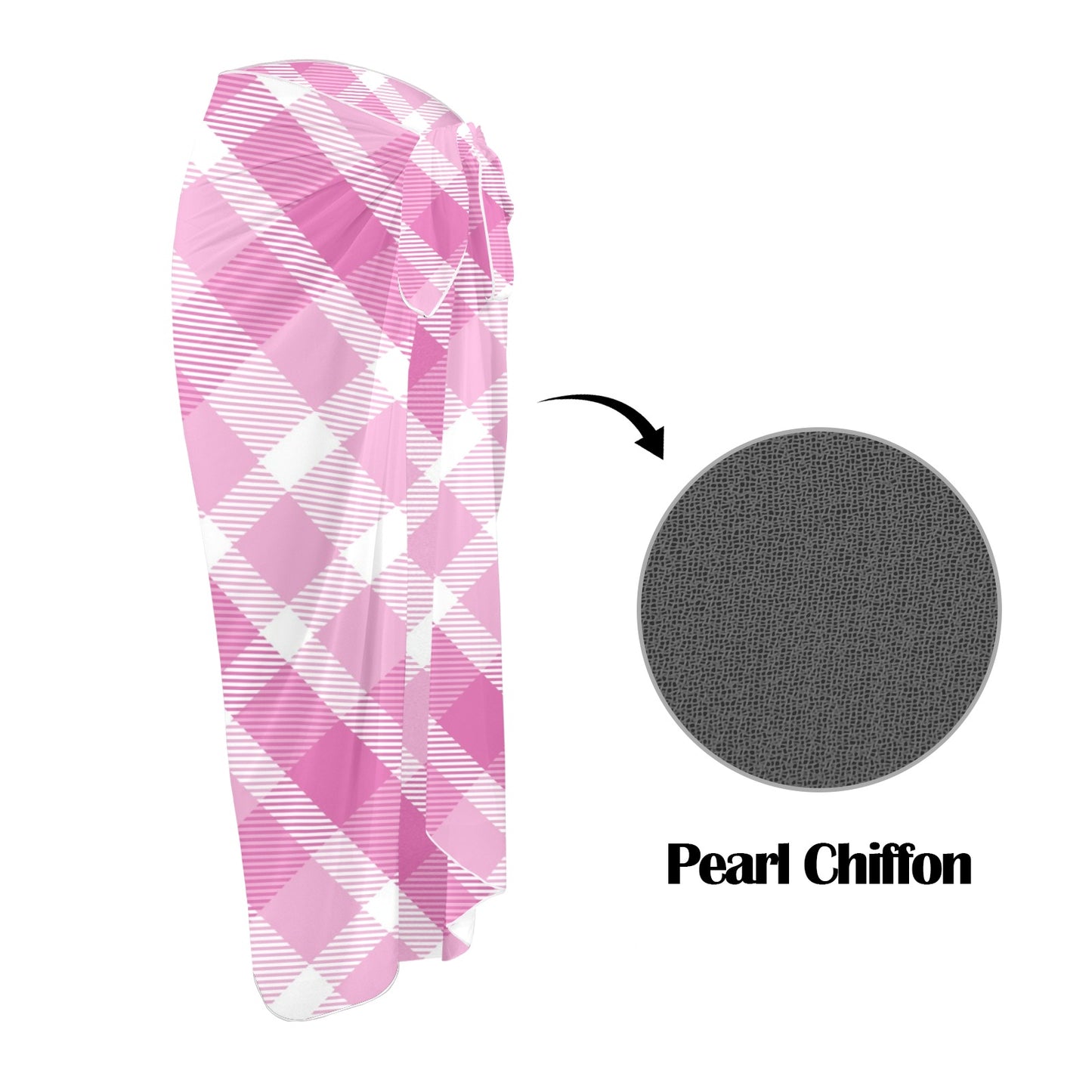 Pink Tartan Long Beach Sarong Wrap