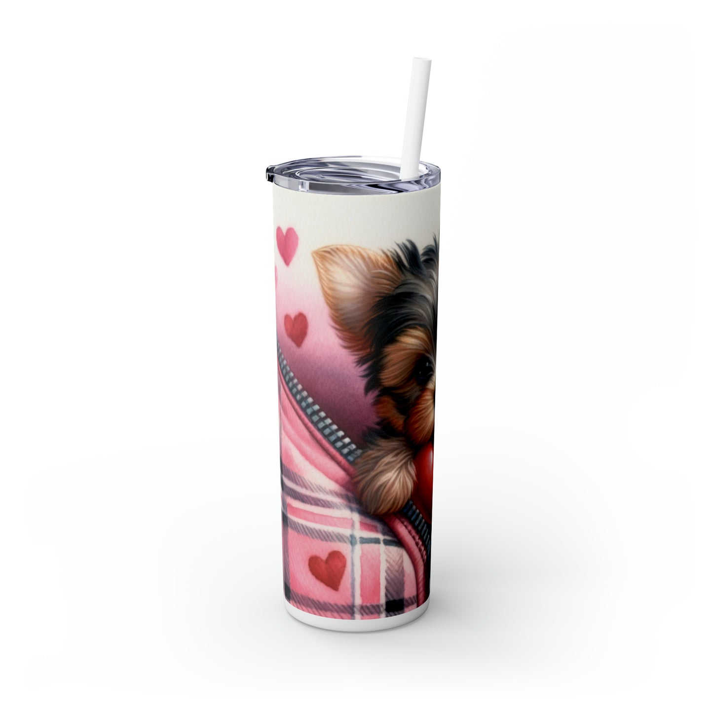 Skinny Tumbler with Straw, 20oz, Dog, Valentines Day, awd-829