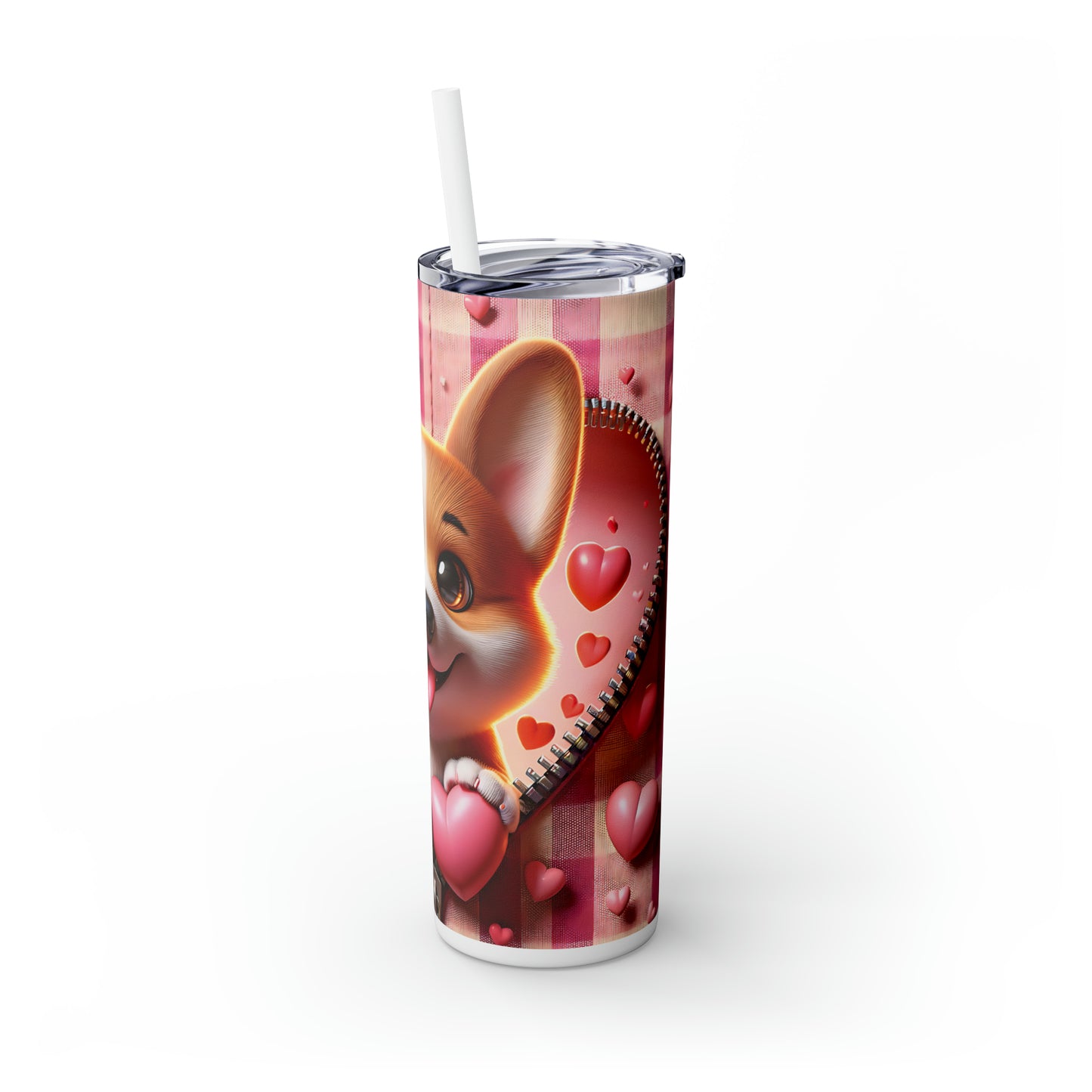 Skinny Tumbler with Straw, 20oz, Dog, Valentines Day, awd-1142