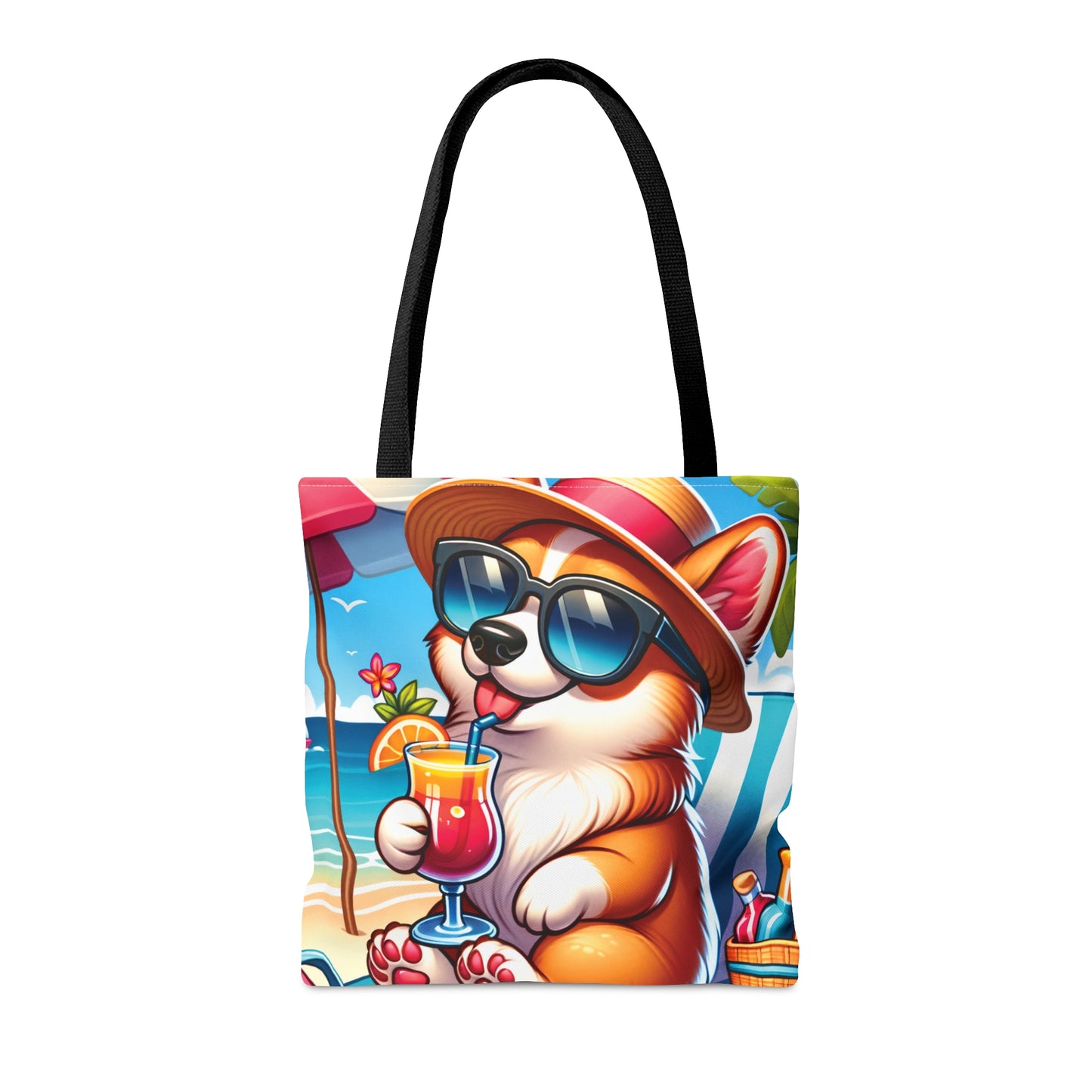 Tote Bag, Dog on Beach, Corgi, Tote bag, awd-1207