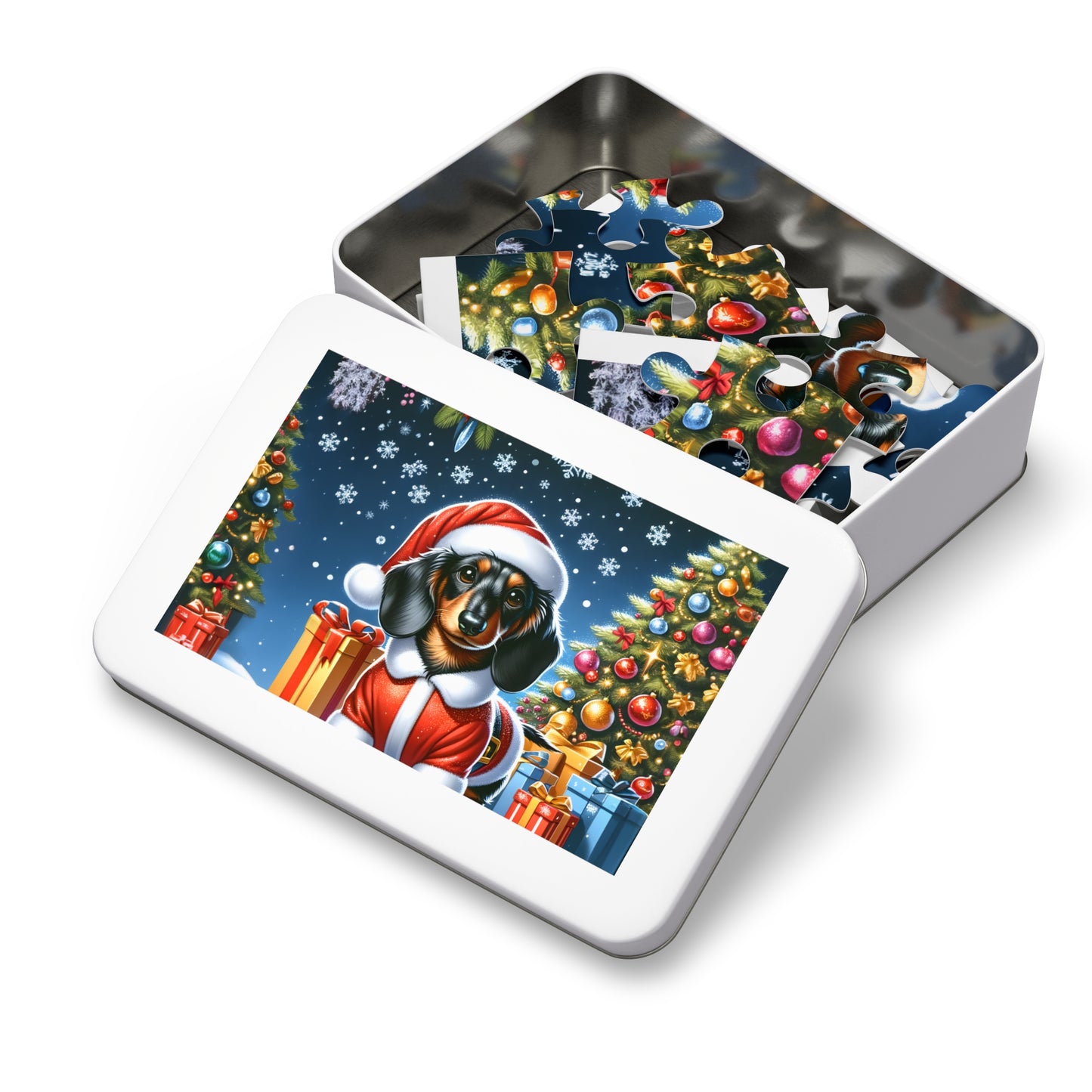 Jigsaw Puzzle, Christmas, Dashound, Personalised/Non-Personalised (30, 110, 252, 500,1000-Piece)