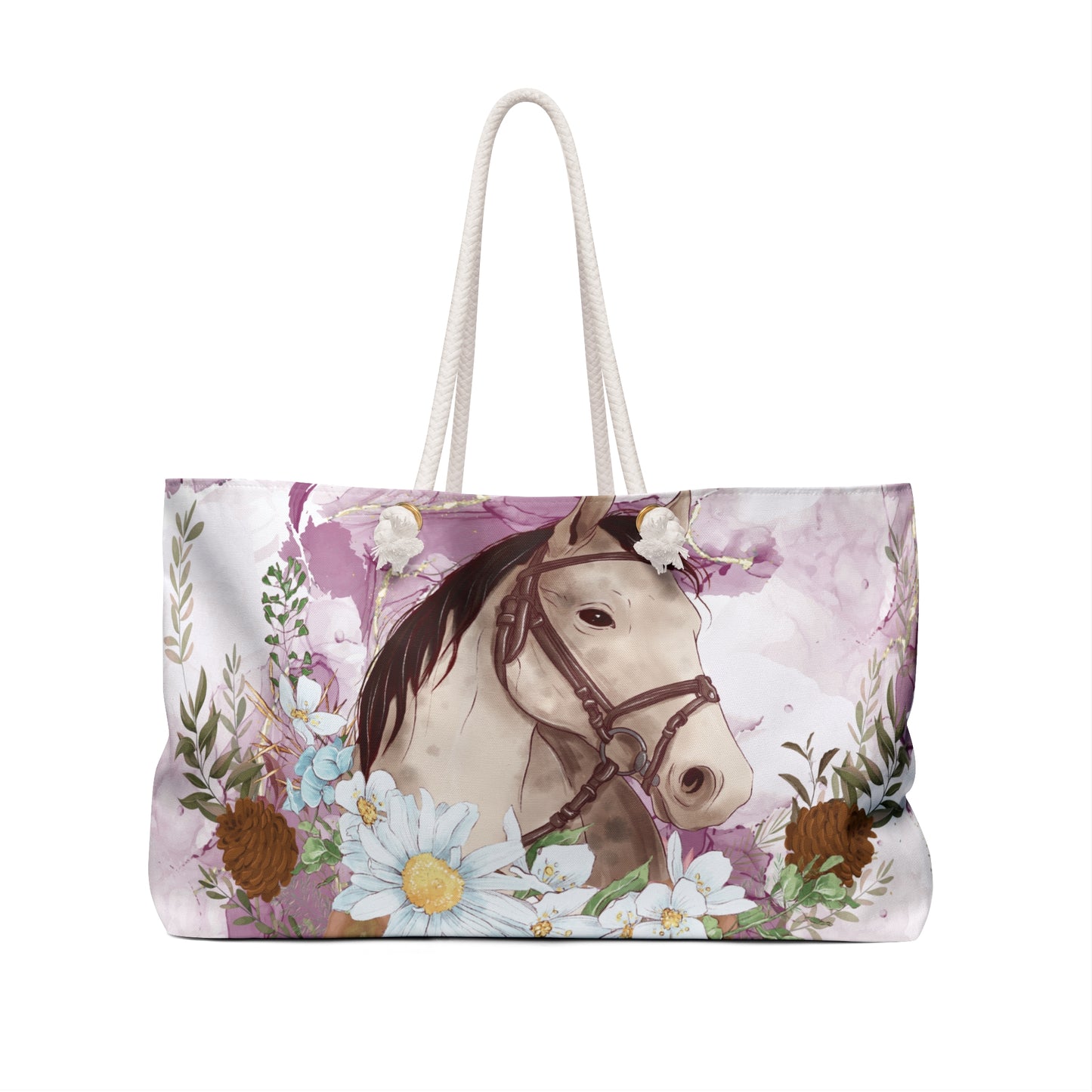 Personalised/Non-Personalised Weekender Bag, Horse, Large Weekender Bag, Beach Bag, Book Bag