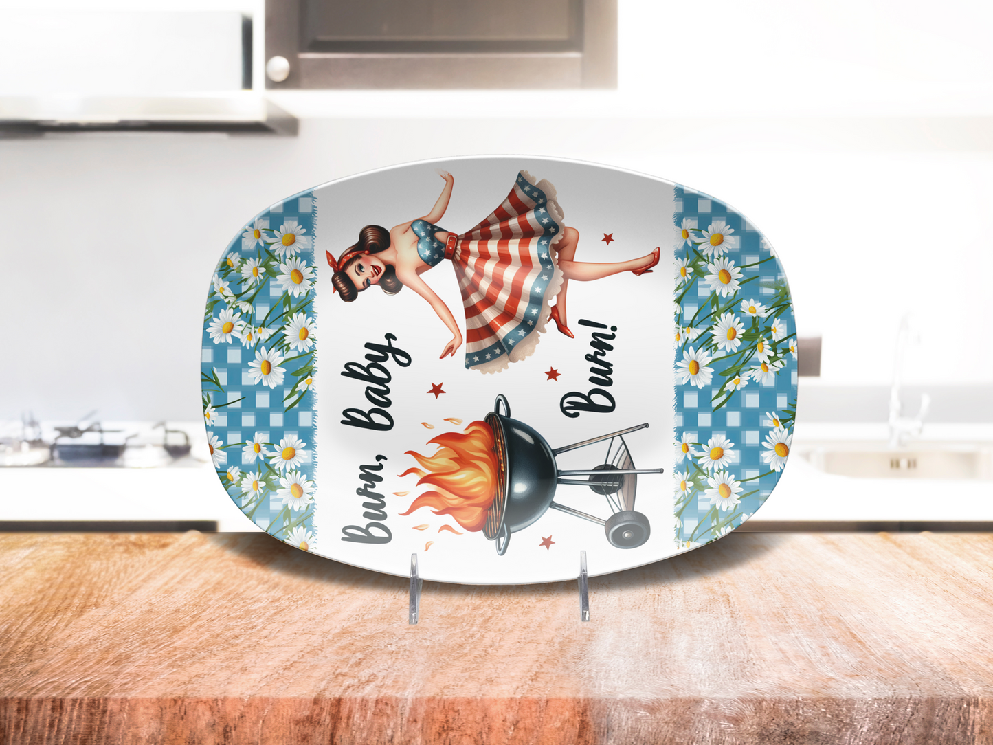 BBQ Platter Burn Baby Burn 10"x14" Platter