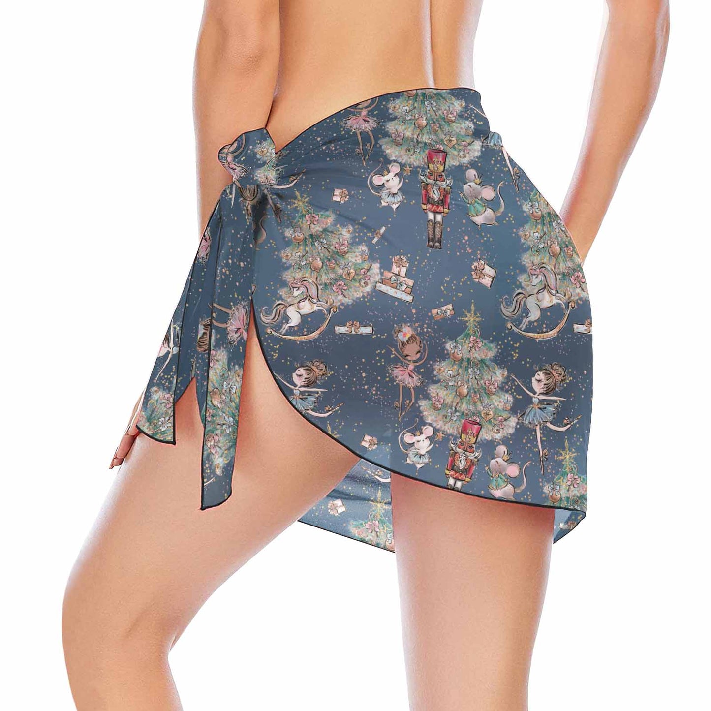 Blue Nutcracker Christmas  Women's Beach Sarong Wrap