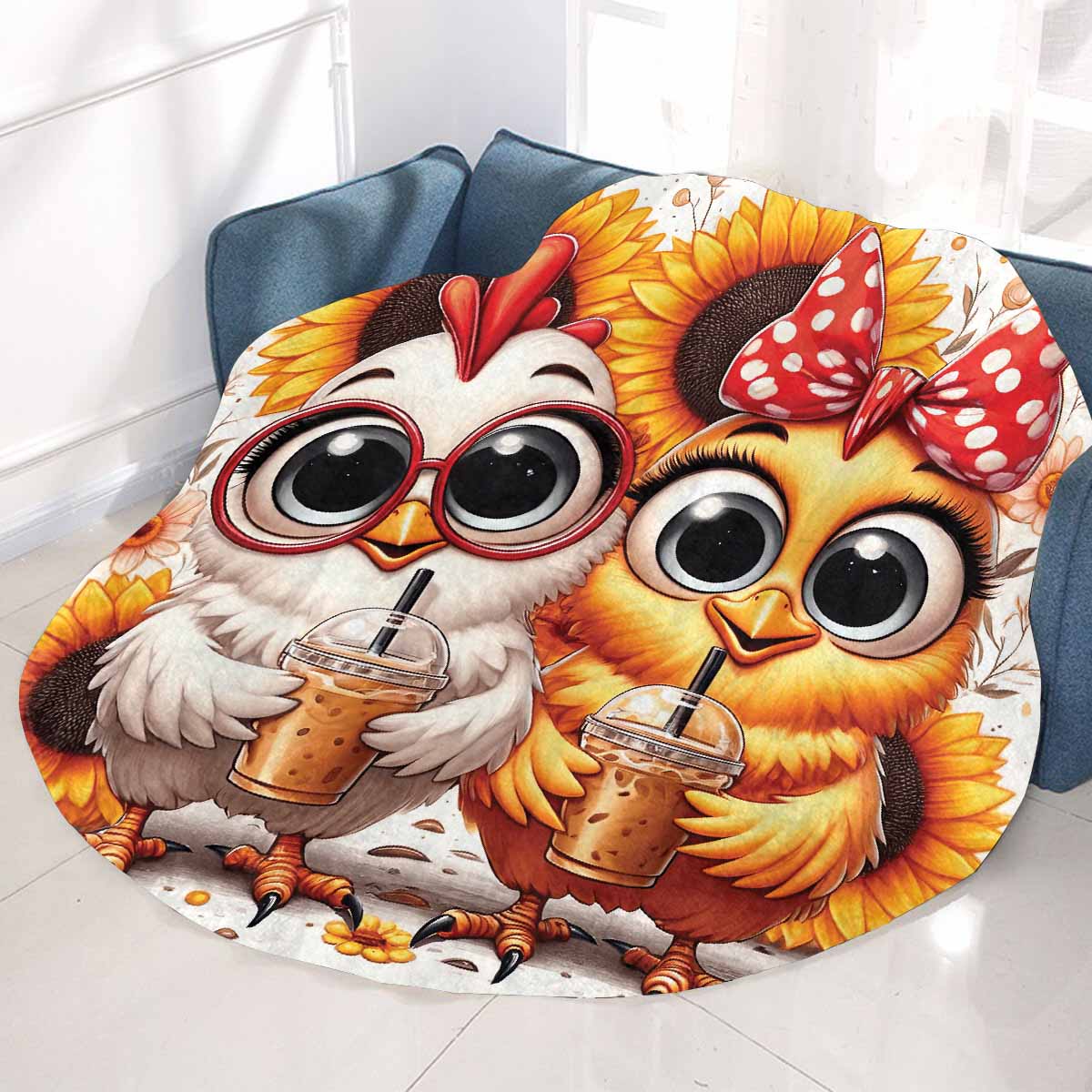 Chickens_Awd35166  Circular Micro Fleece Blanket 47"