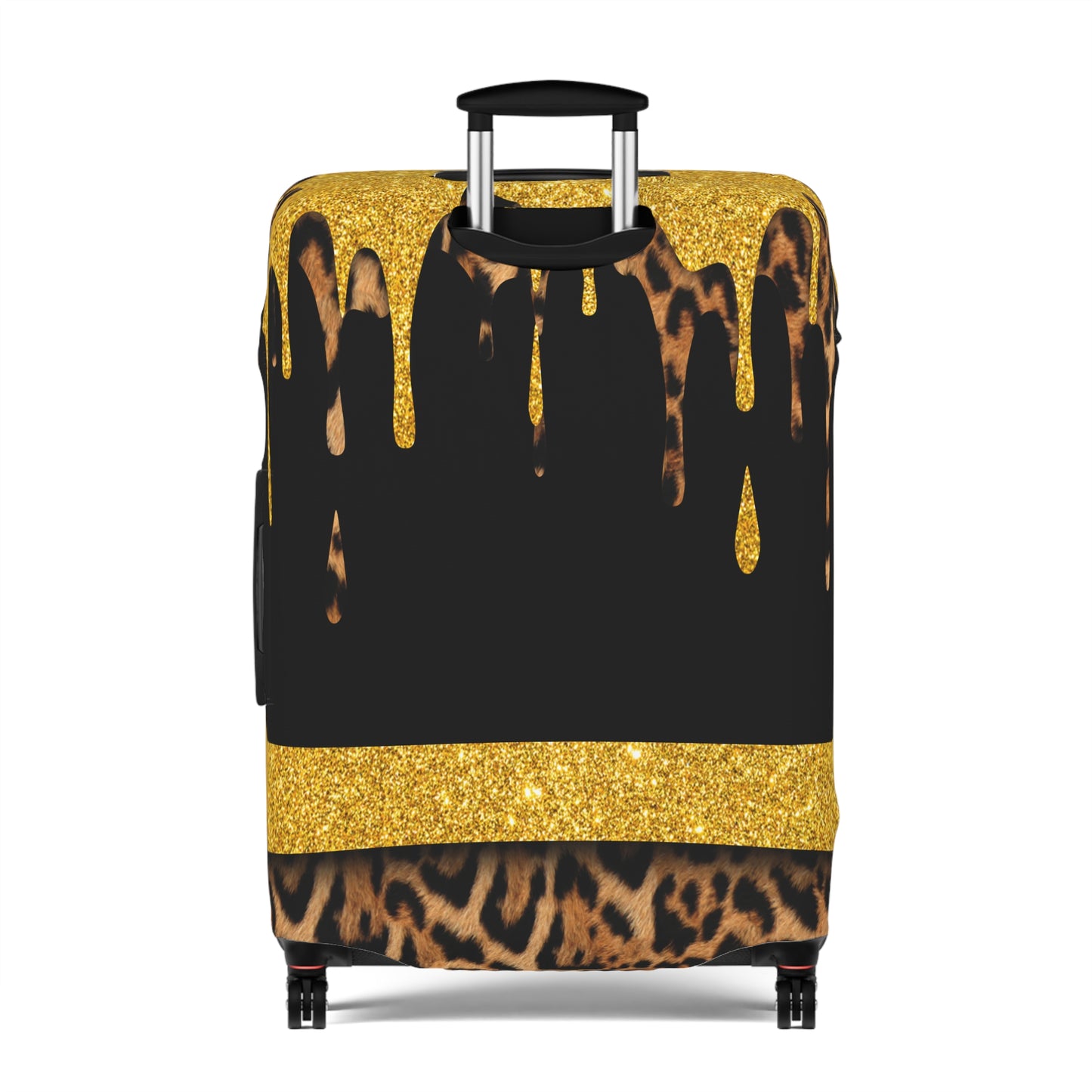 Luggage Cover, Black and Gold Leopard Print, awd-3108