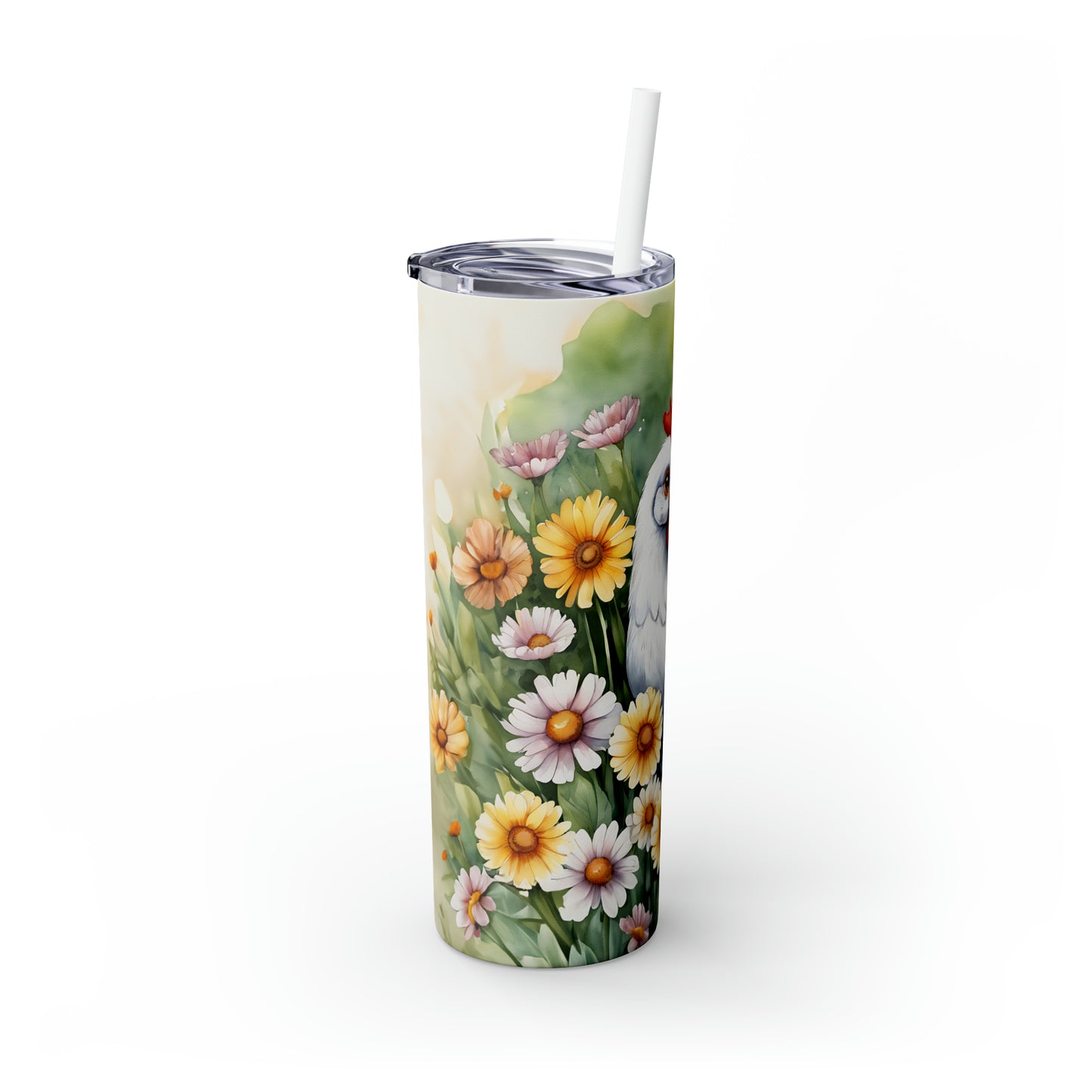 Skinny Tumbler with Straw, 20oz Chicken/Rooster