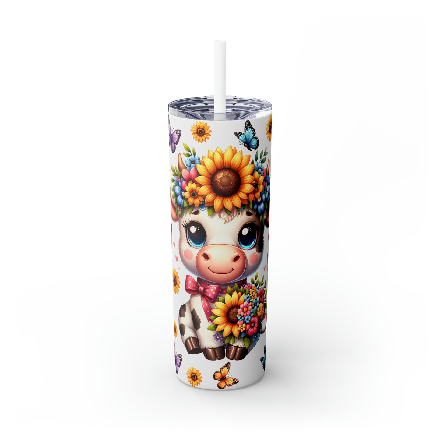 Skinny Tumbler with Straw, 20oz, Highlander Cow, awd-510