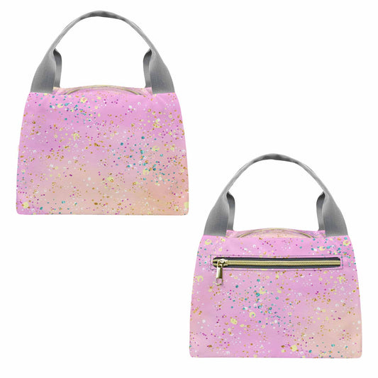 Pink Splash  Portable Lunch Bag-Grey Handle