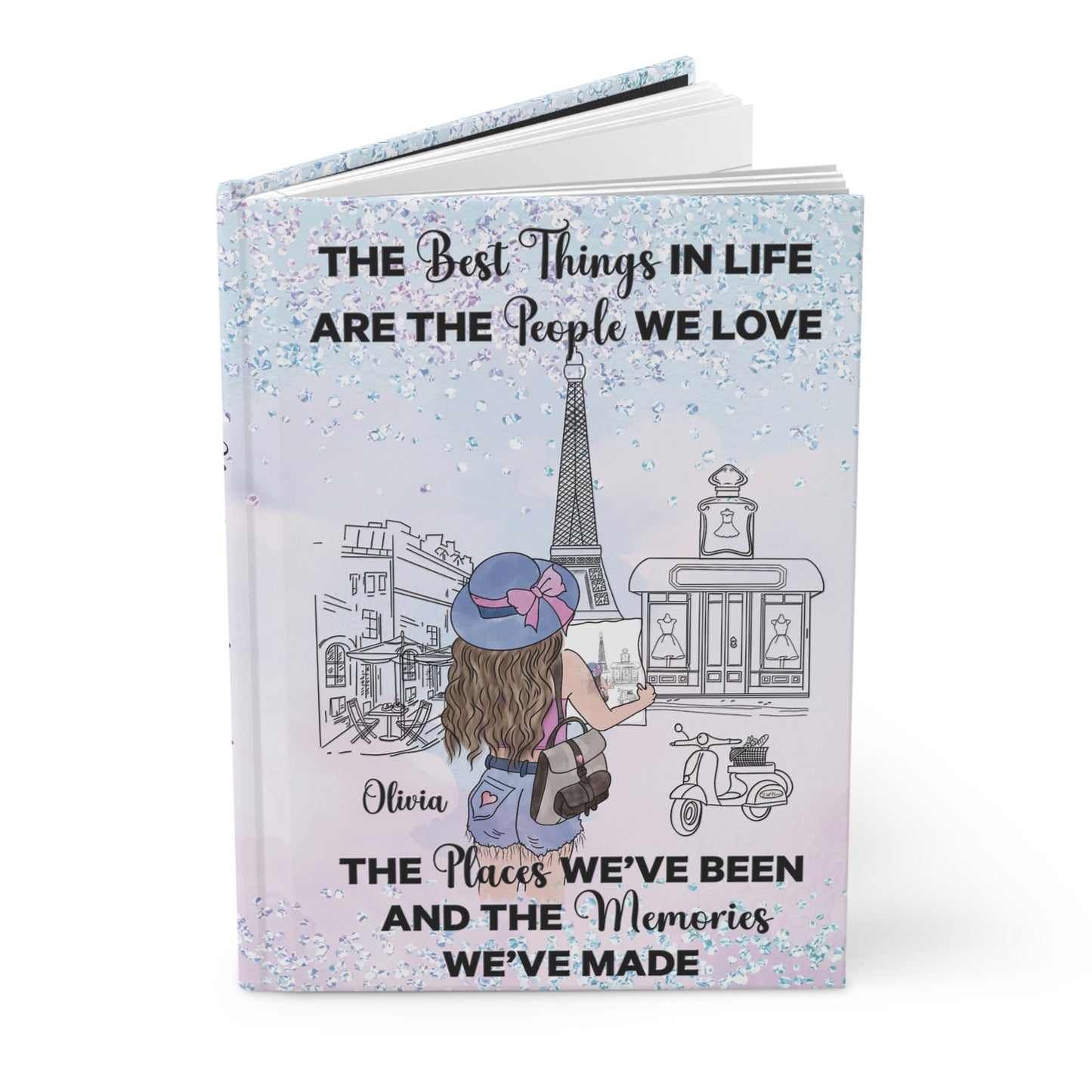 Personalised Hardcover Travel Journal Matte, Pairs The Best things in Life