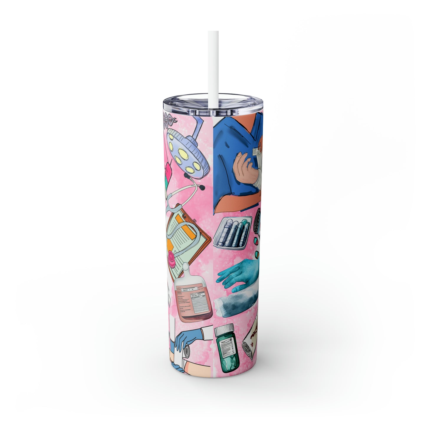 Skinny Tumbler with Straw, 20oz, Patient Care Tech